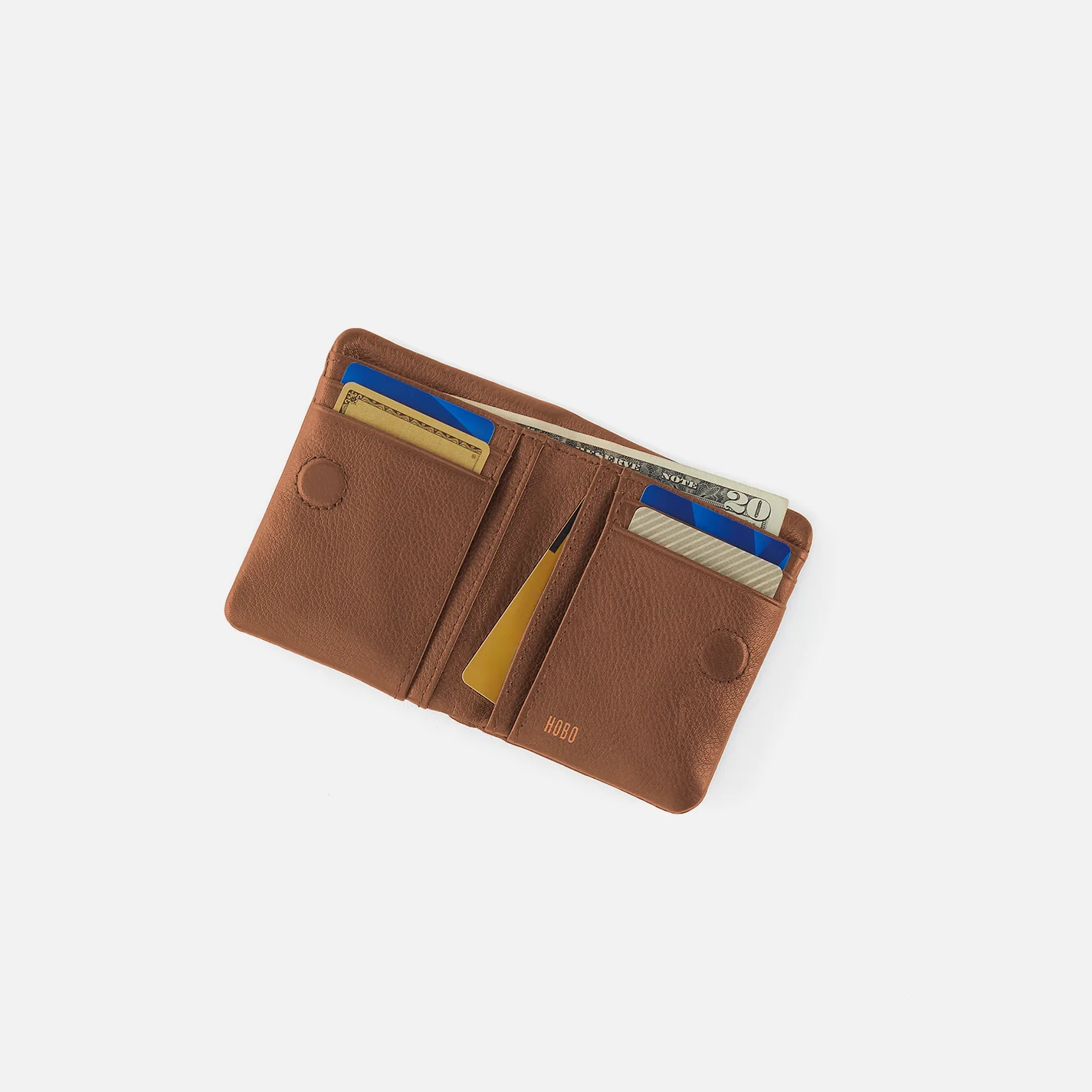 Lumen Mini Wallet In Pebbled Leather - Timber Brown - Image 2