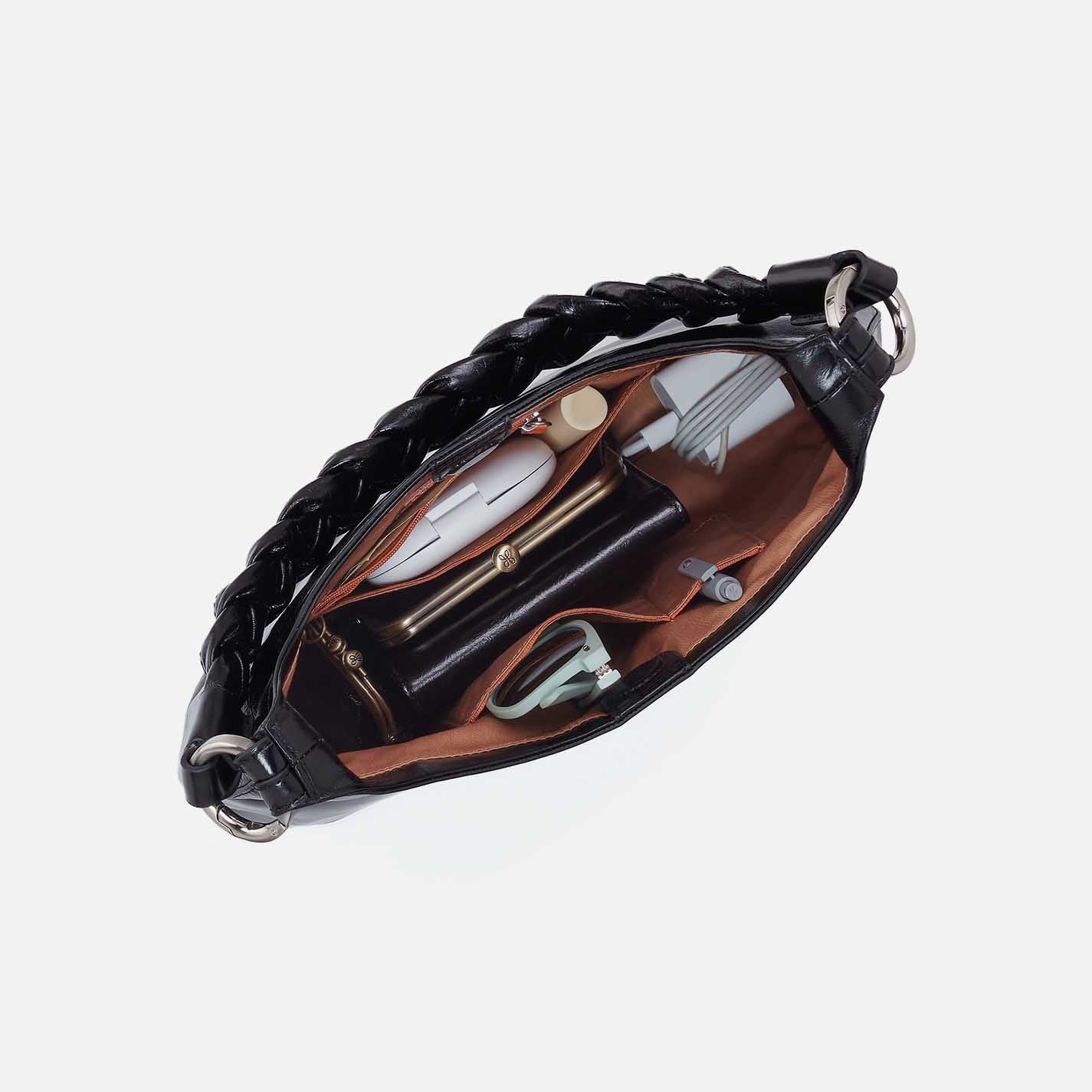 Madison Shoulder Bag In Polished Leather - Black - Image 4