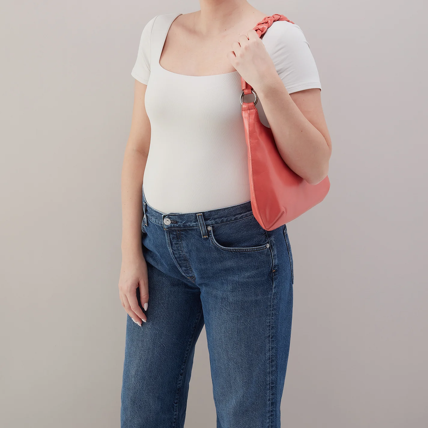Madison Shoulder Bag In Polished Leather - Pink Mirage - Image 2
