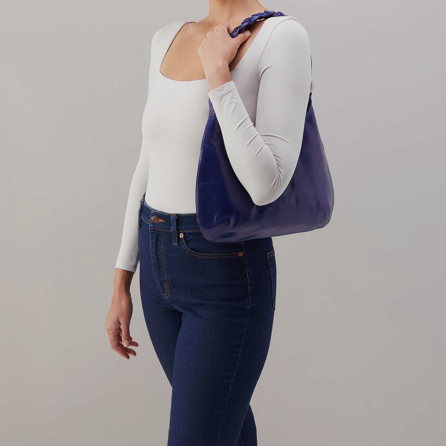 Madison Shoulder Bag in Polished Leather - Winter Violet - Image 3