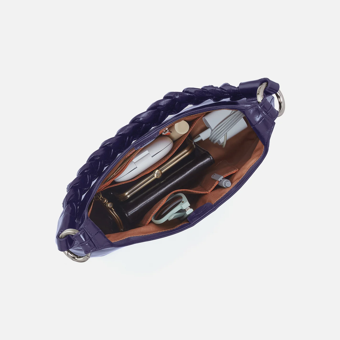 Madison Shoulder Bag in Polished Leather - Winter Violet - Image 4