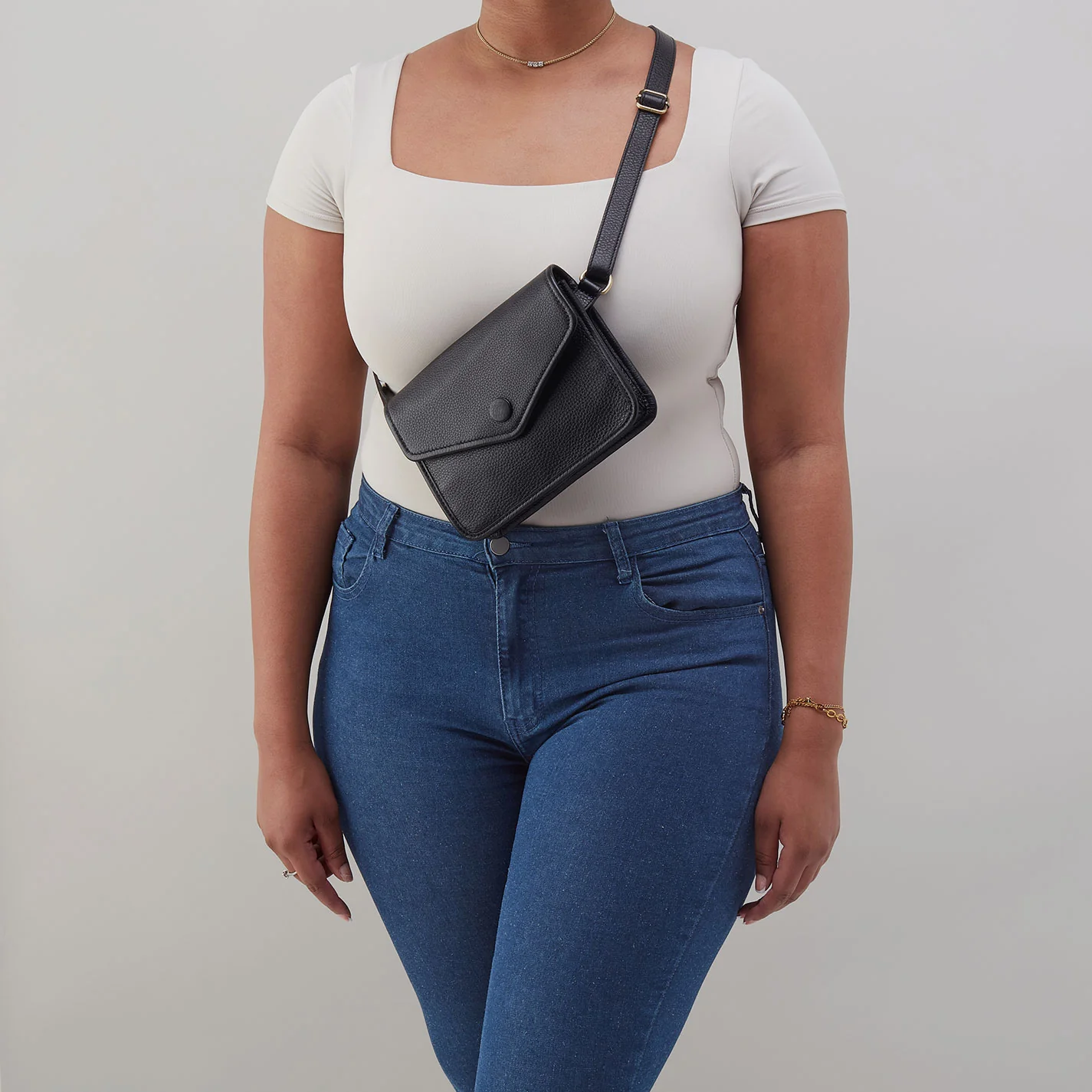 Margot Belt Bag In Pebbled Leather - Black - Image 5
