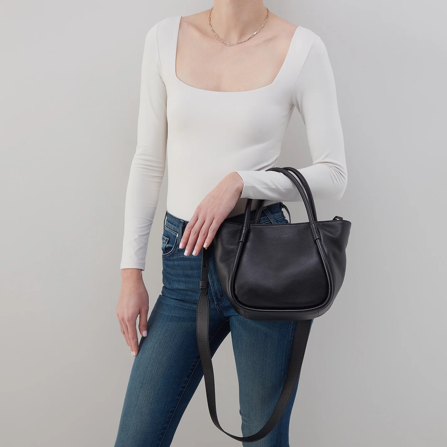 Margot Satchel In Pebbled Leather - Black - Image 5