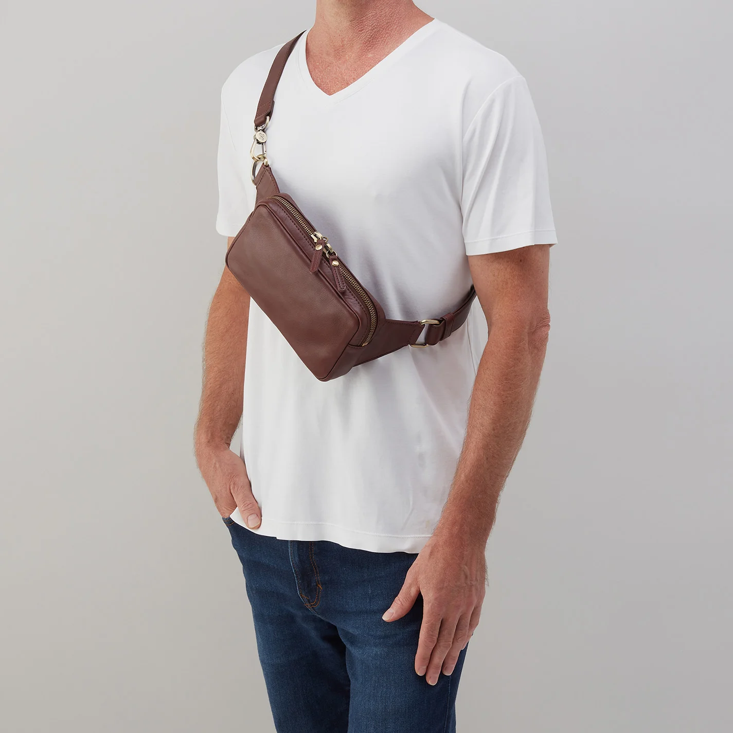 Men's Sling in Silk Napa Leather - Brown - Image 2