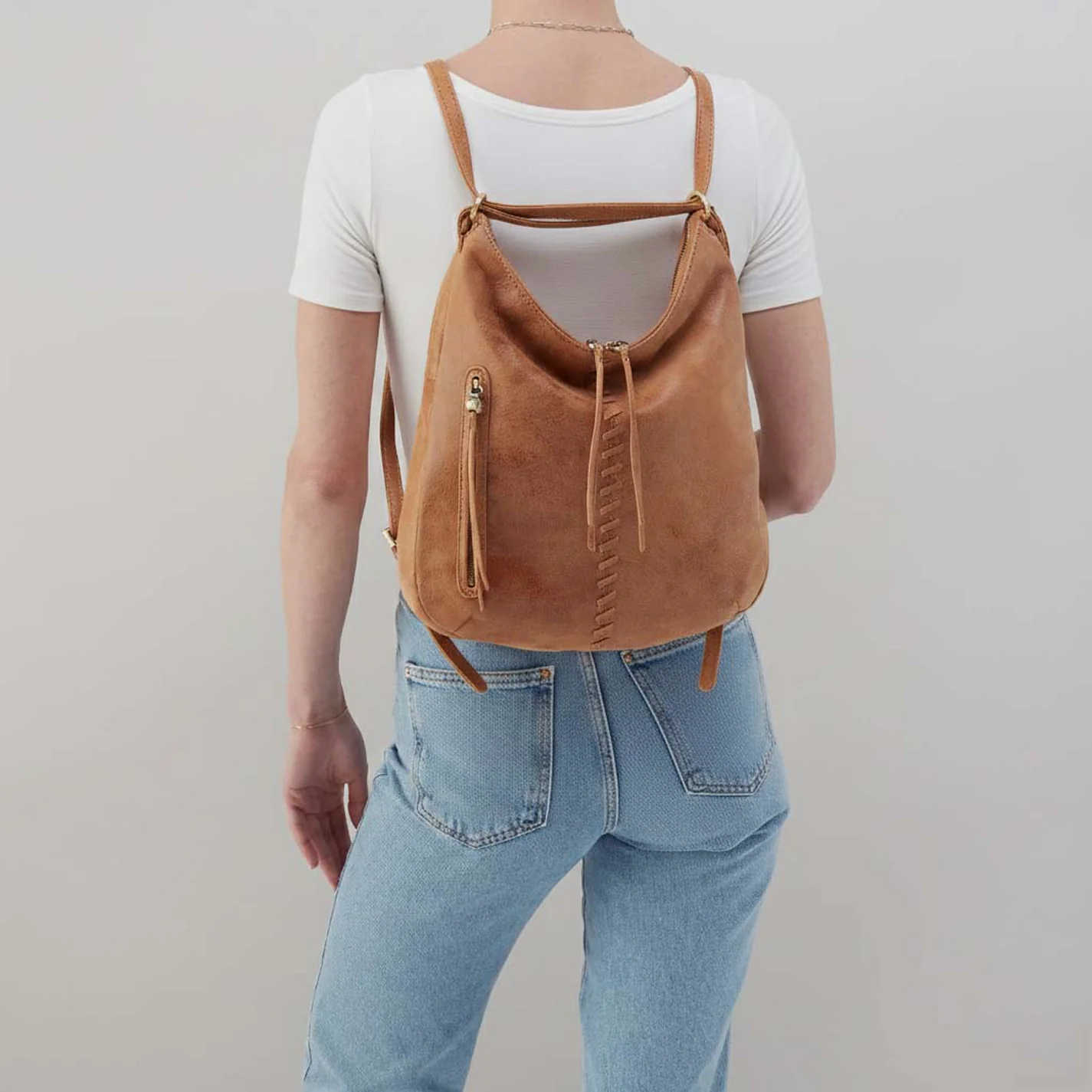 Merrin Convertible Backpack In Buffed Leather - Whiskey - Image 5