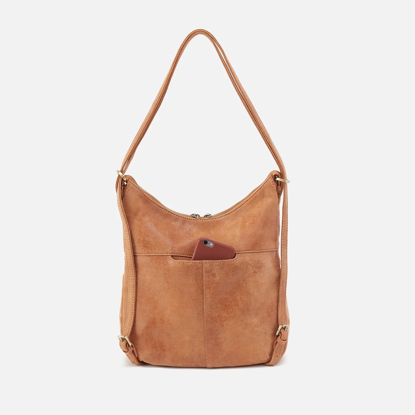 Merrin Convertible Backpack In Buffed Leather - Whiskey - Image 7