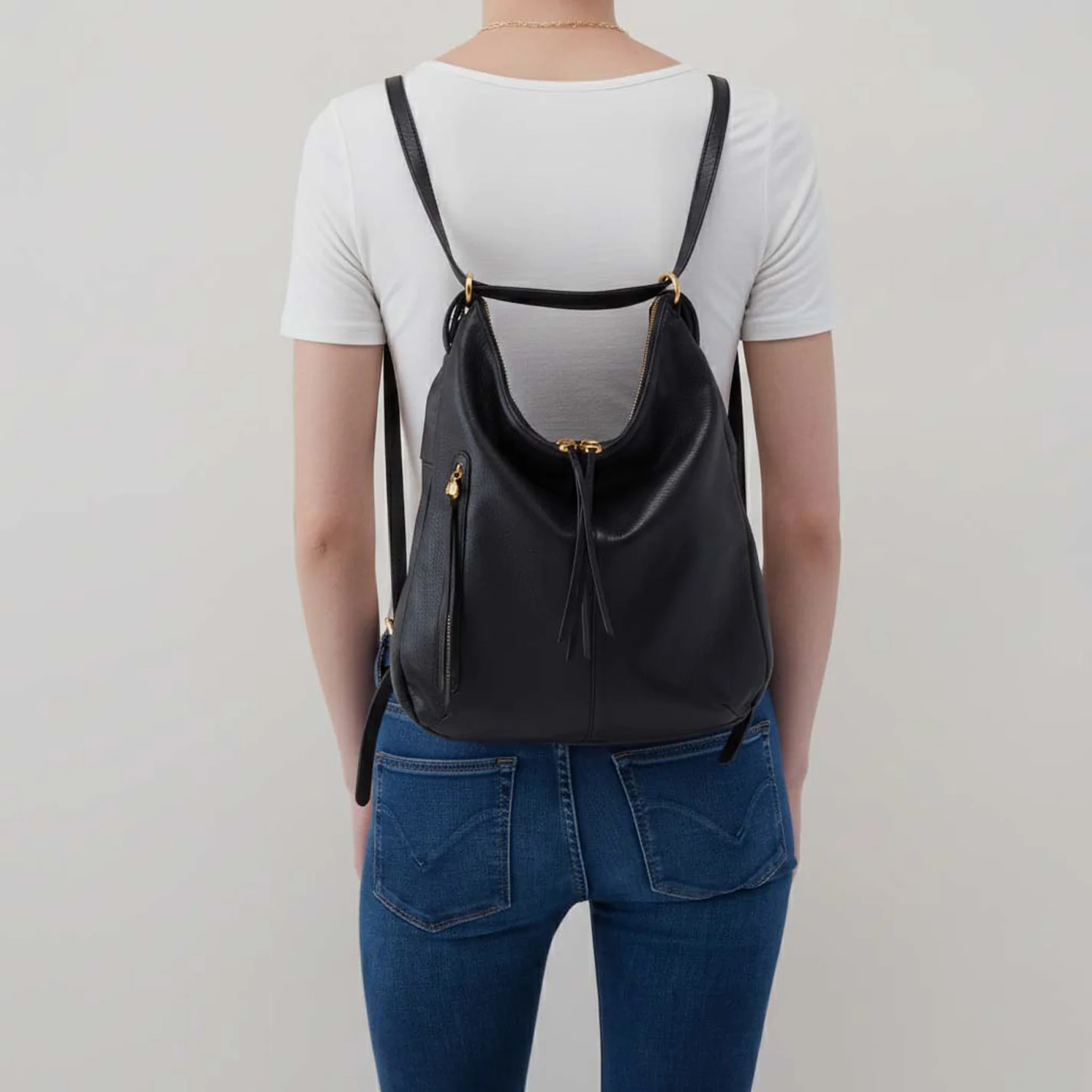 Merrin Convertible Backpack In Pebbled Leather - Black - Image 4