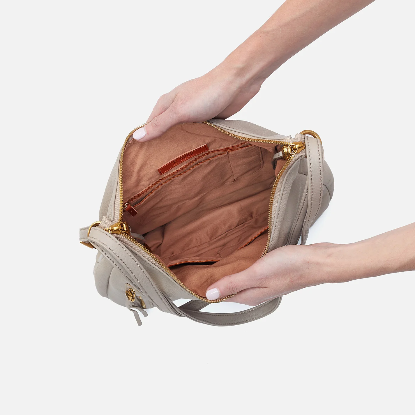 Merrin Convertible Backpack in Pebbled Leather - Taupe - Image 4