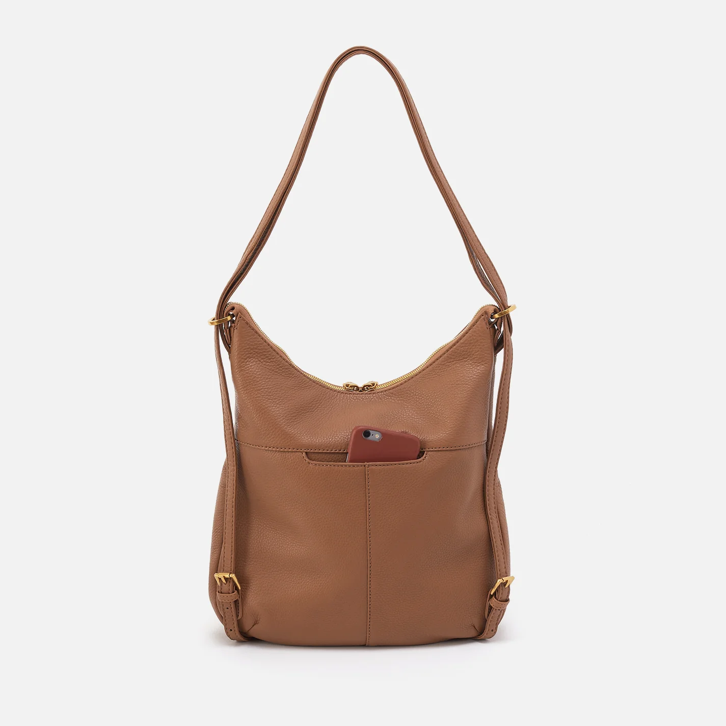 Merrin Convertible Backpack In Pebbled Leather - Timber Brown - Image 6