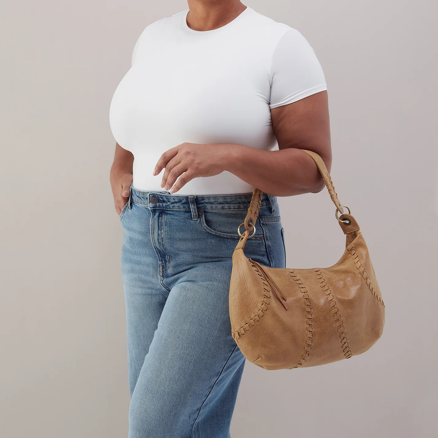 Opal Shoulder In Buffed Leather - Whiskey - Image 3