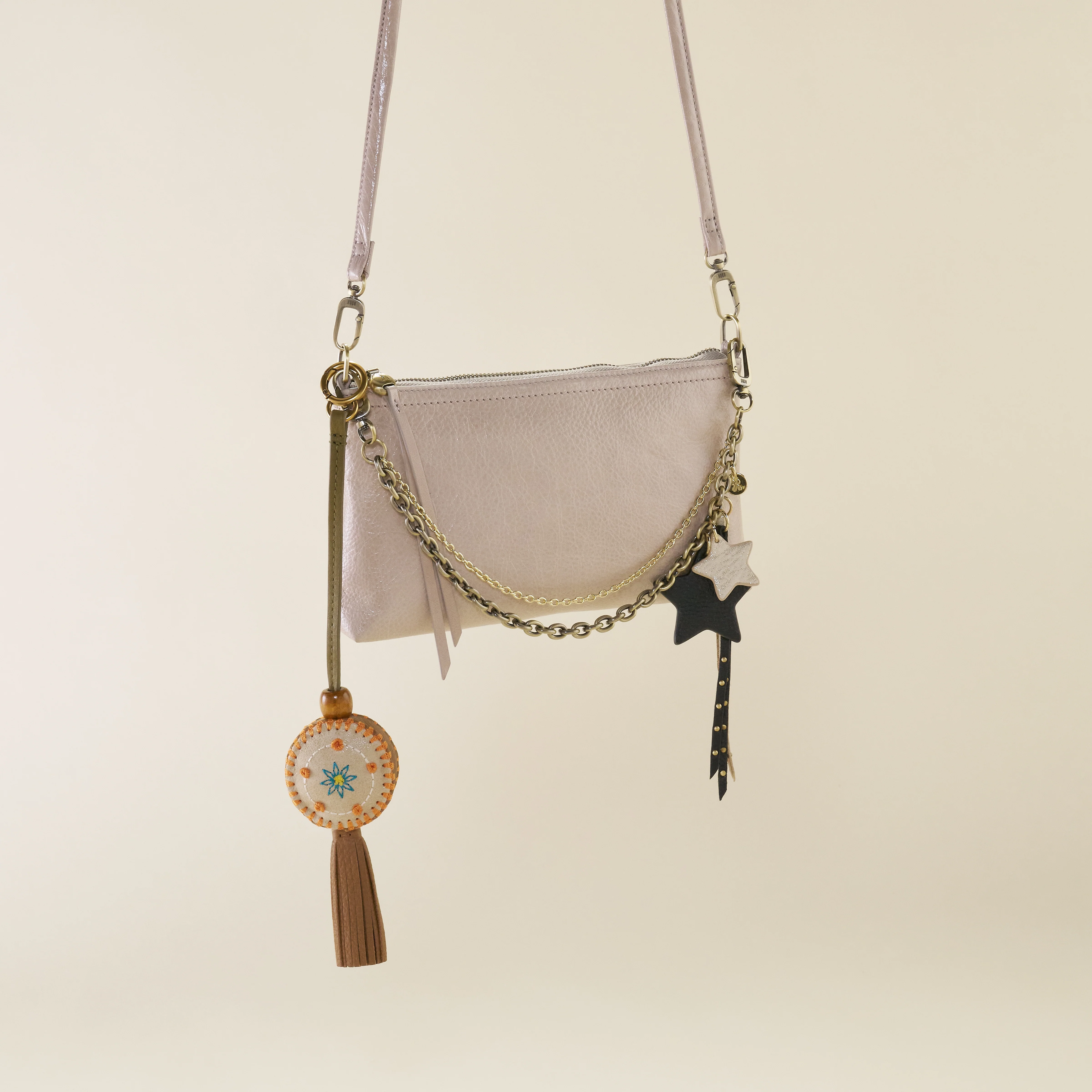 Oregon Fringe Charm In Pebbled Leather - Sunlit Sage - Image 2