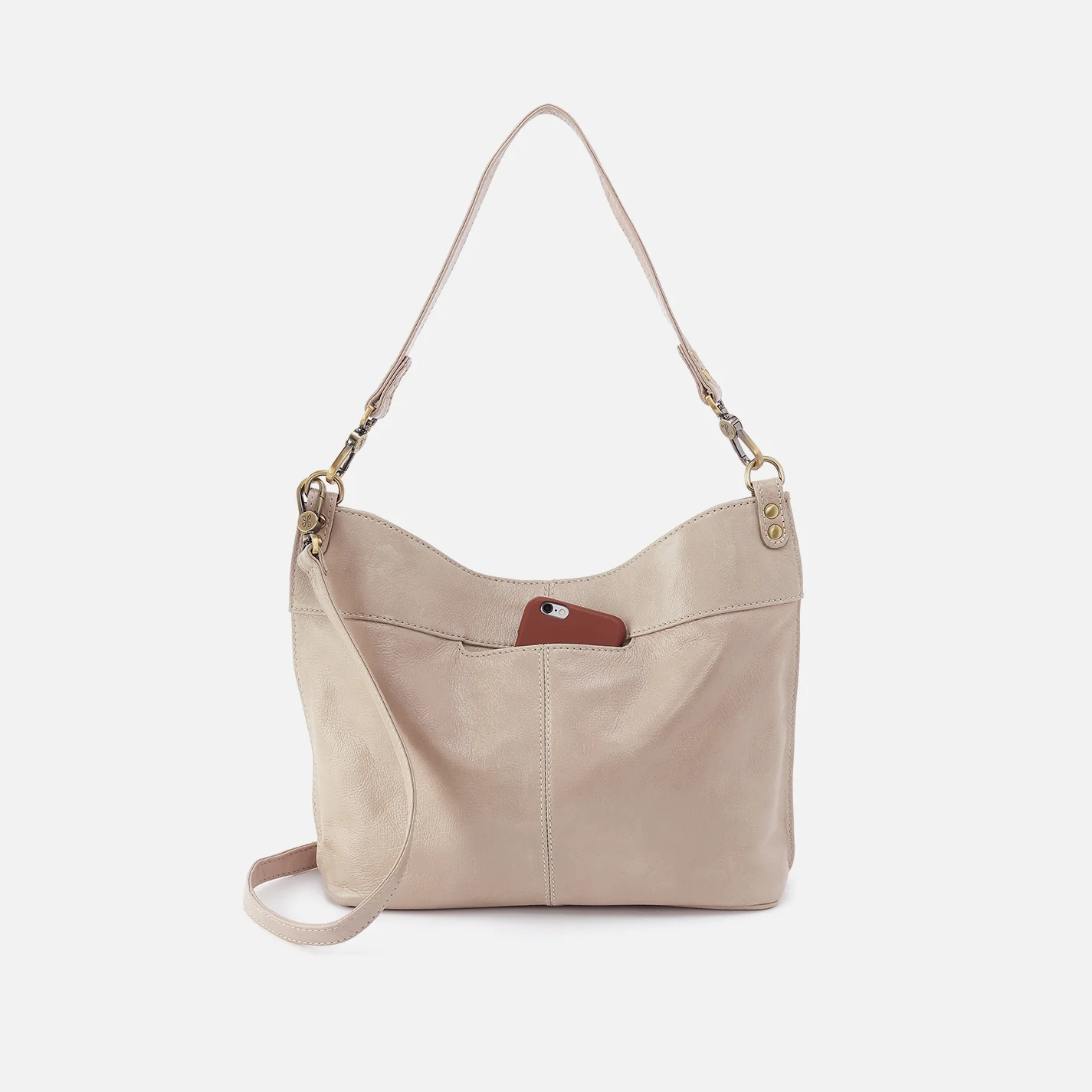 Pier Shoulder Bag in Gloss Leather - Stone Gloss - Image 5