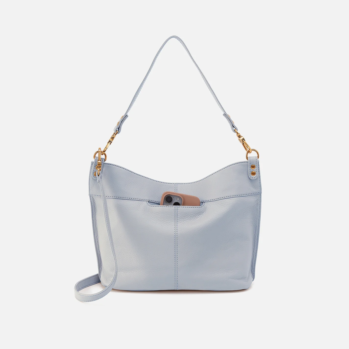 Pier Shoulder Bag In Pebbled Leather - Indigo Cloud - Image 4