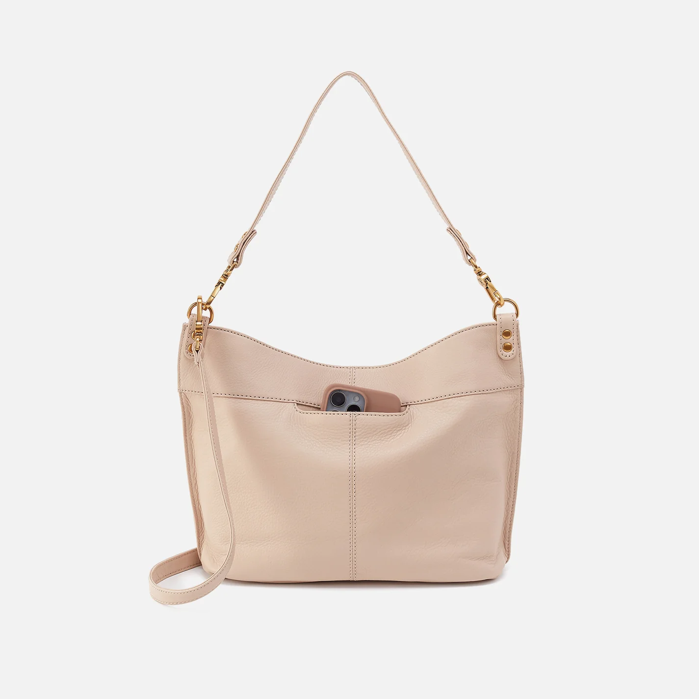 Pier Shoulder Bag In Pebbled Leather - Stonewash - Image 4