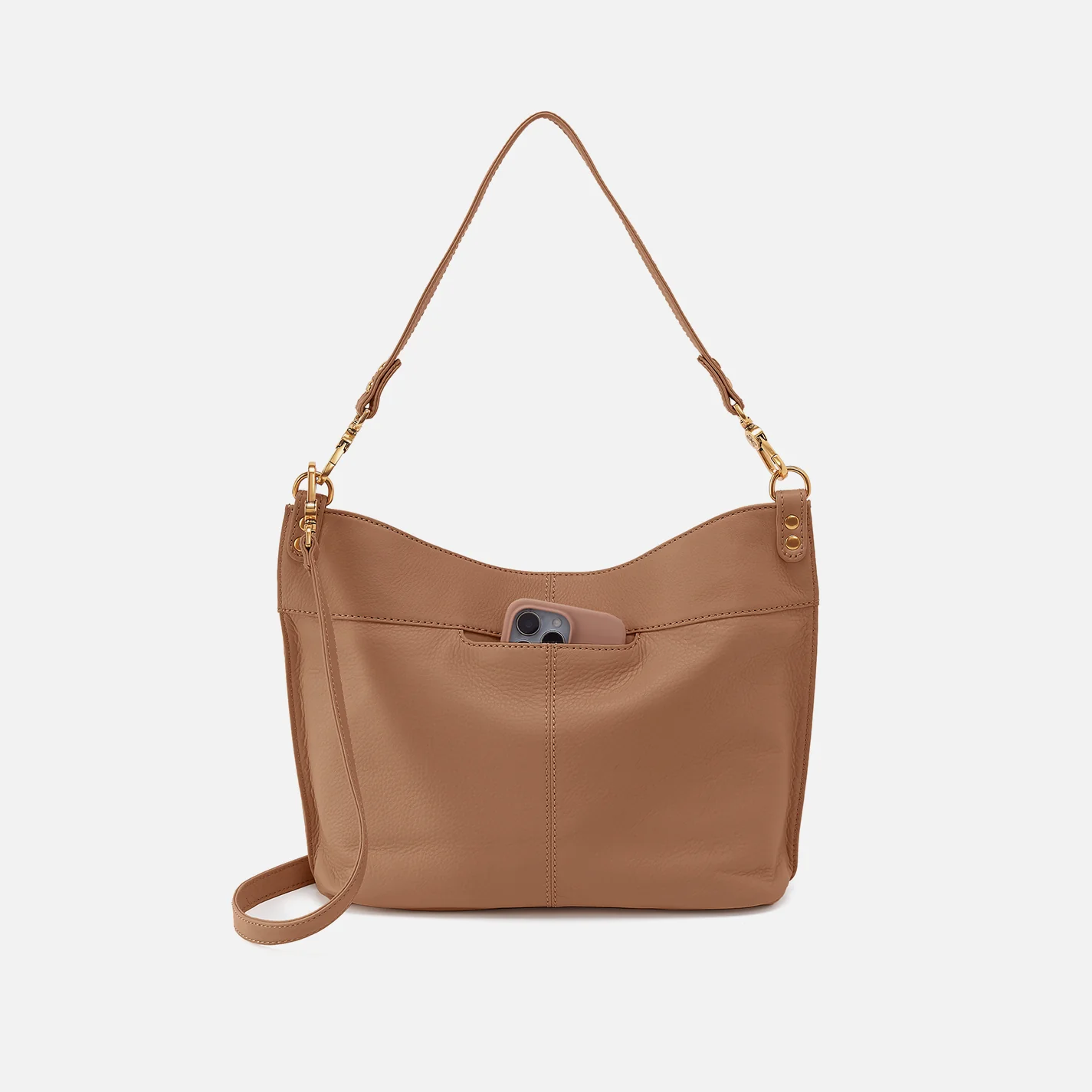 Pier Shoulder Bag In Pebbled Leather - Timber Brown - Image 4