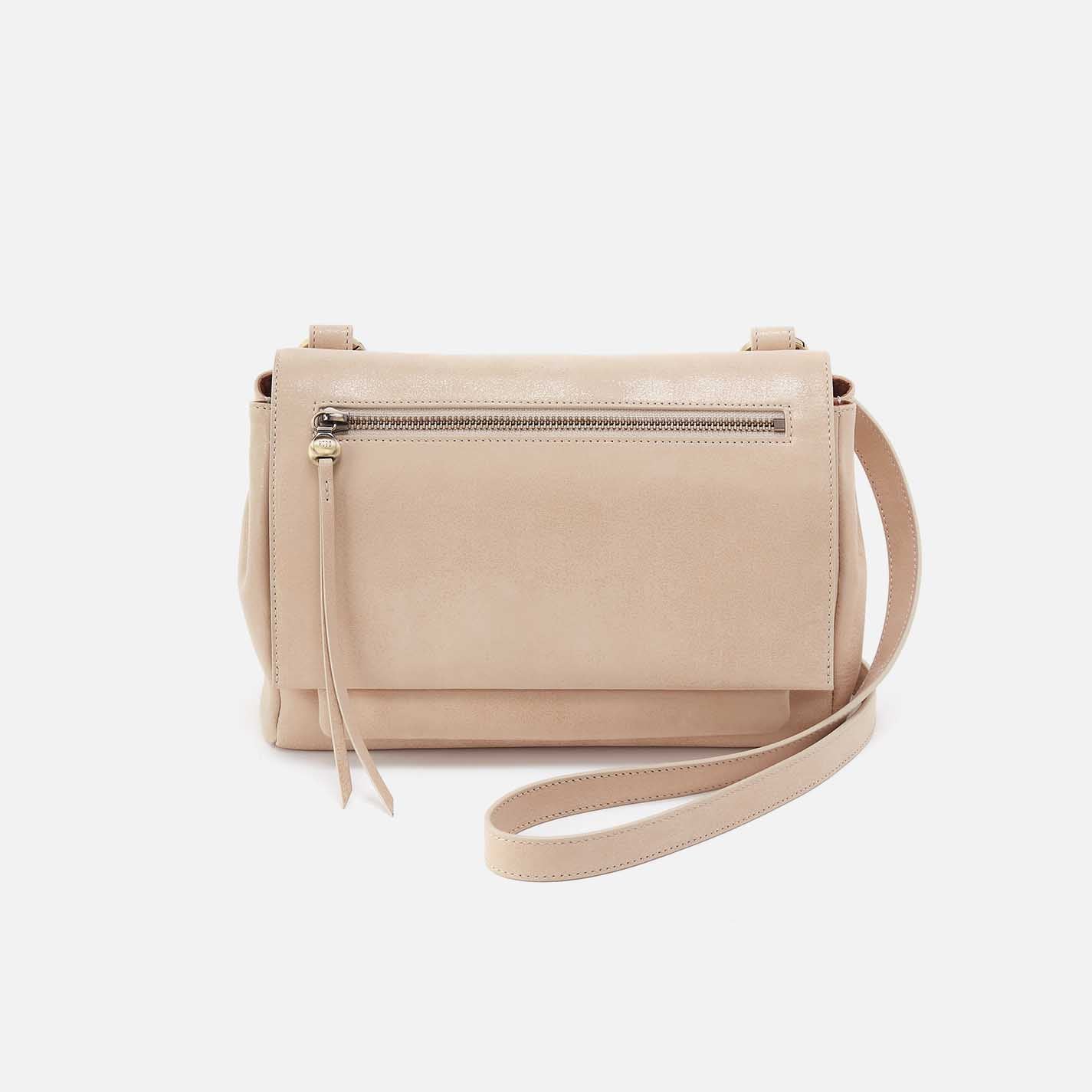 Quince Flap Crossbody in Buffed Leather - Frosted Pearl