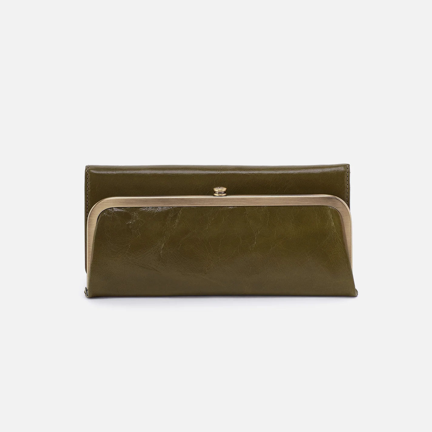 Rachel Continental Wallet In Polished Leather - Olive Veil
