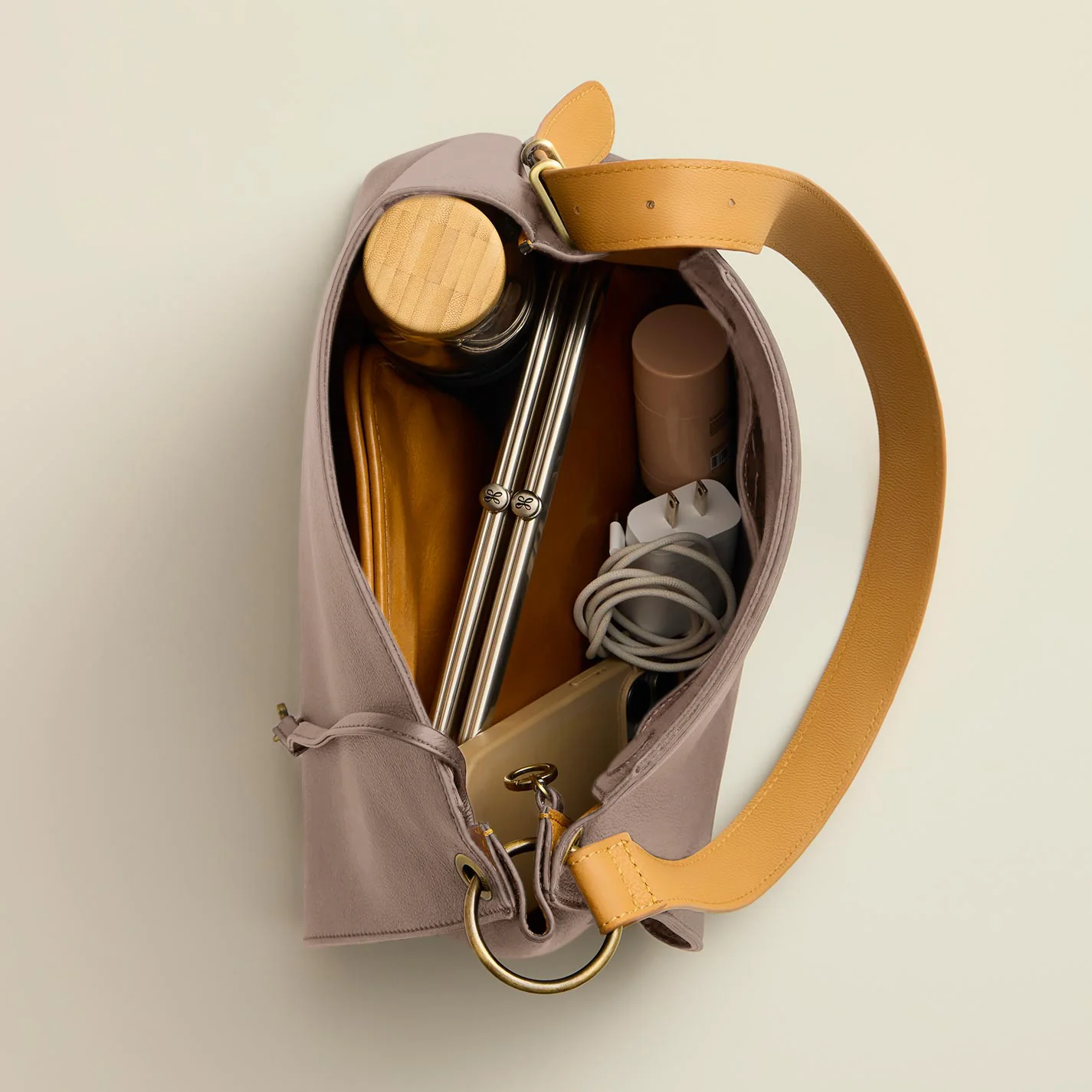 Rayna Shoulder Bag in Double-Faced Leather - Warm Adobe - Image 3