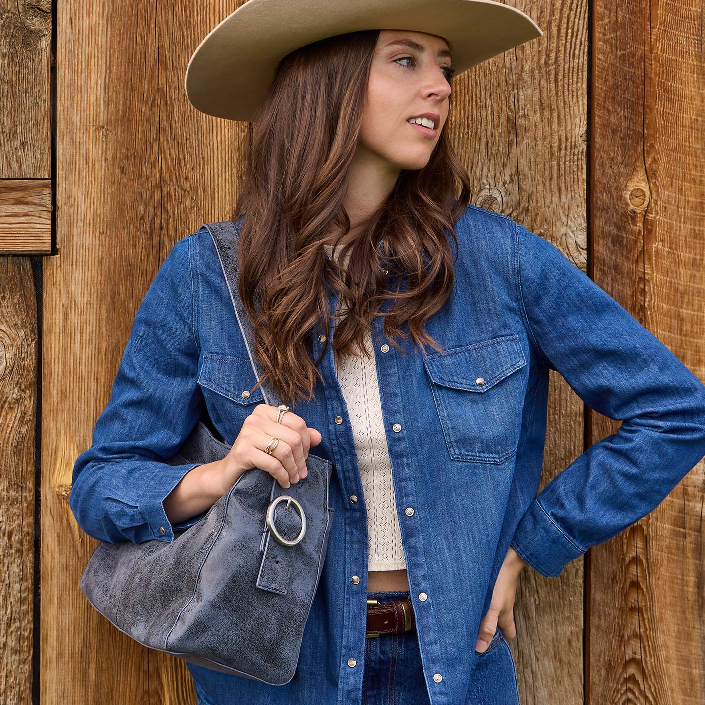 Render Shoulder Bag in Buffed Leather - Indigo Sky - Image 2