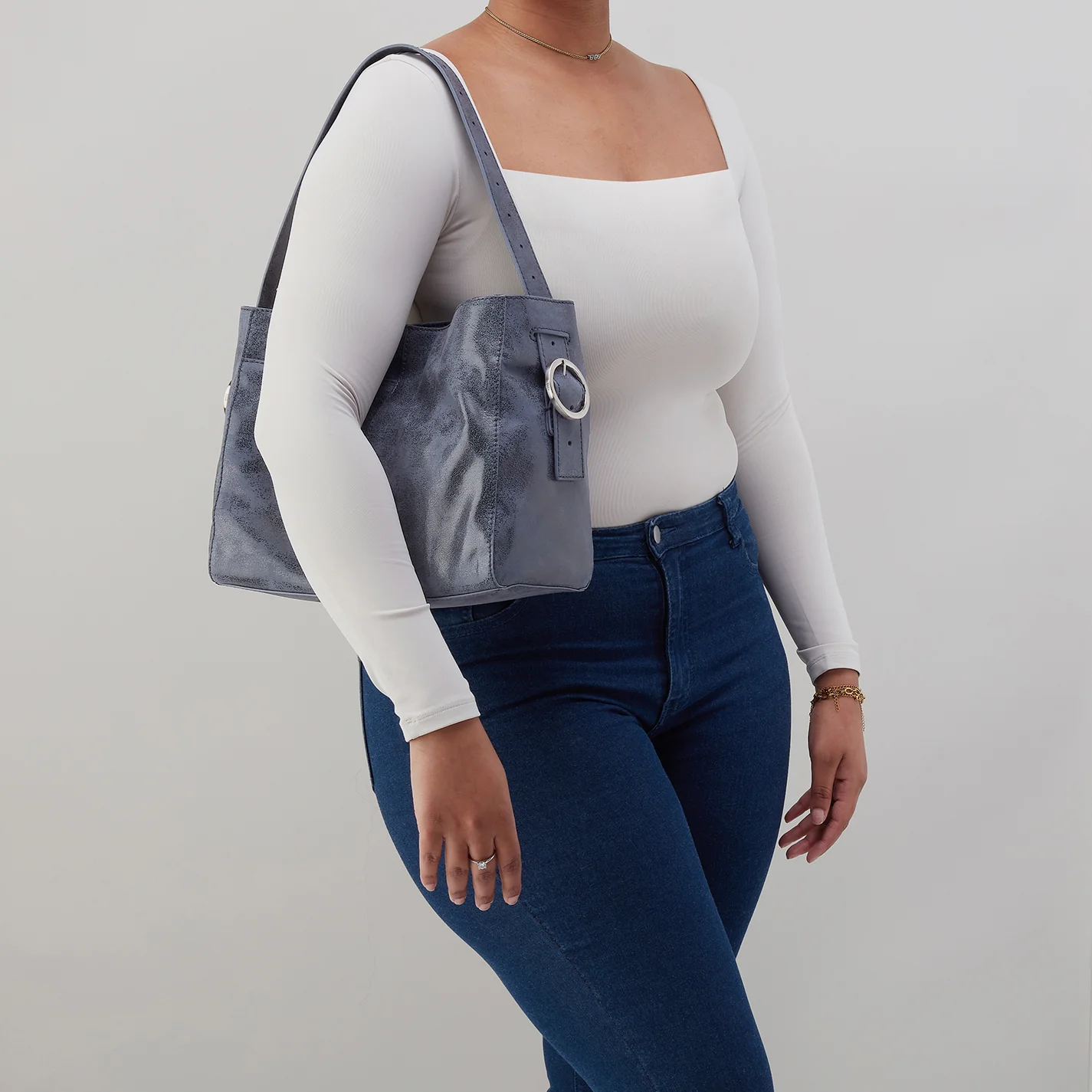 Render Shoulder Bag in Buffed Leather - Indigo Sky - Image 3