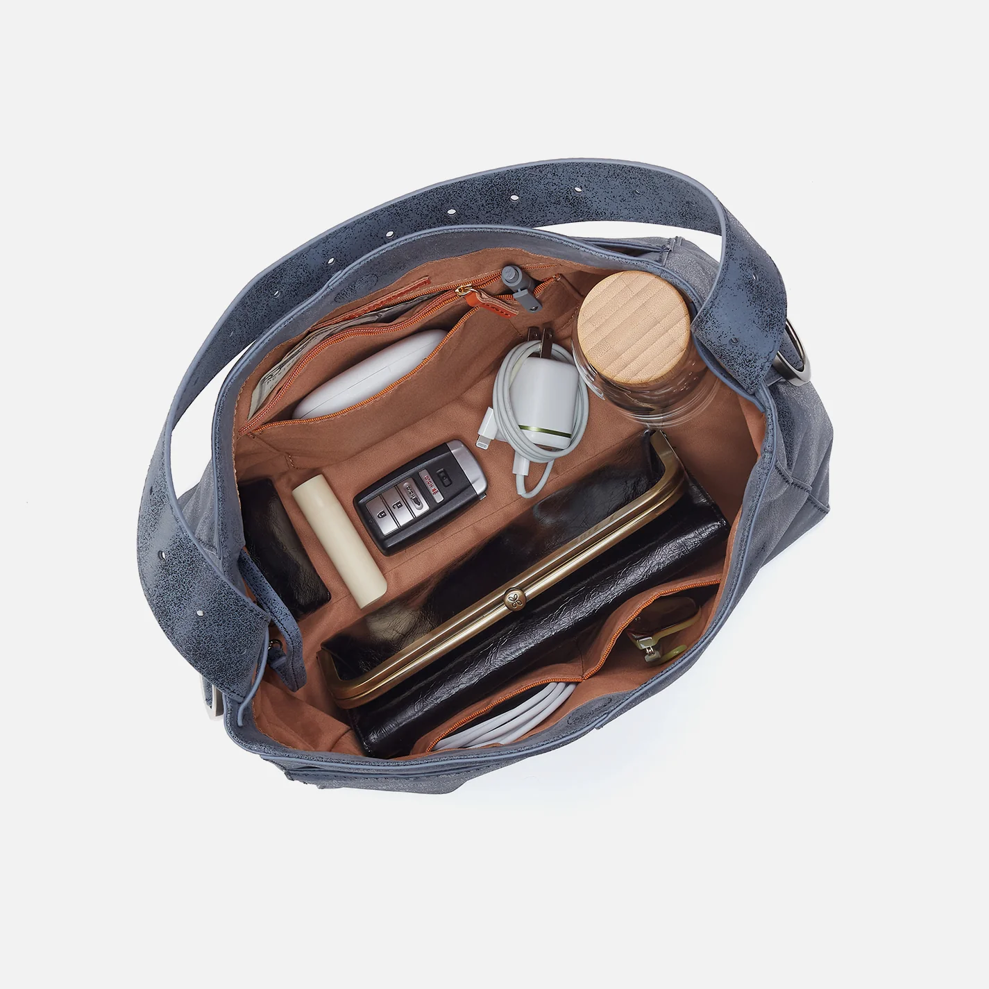 Render Shoulder Bag in Buffed Leather - Indigo Sky - Image 4