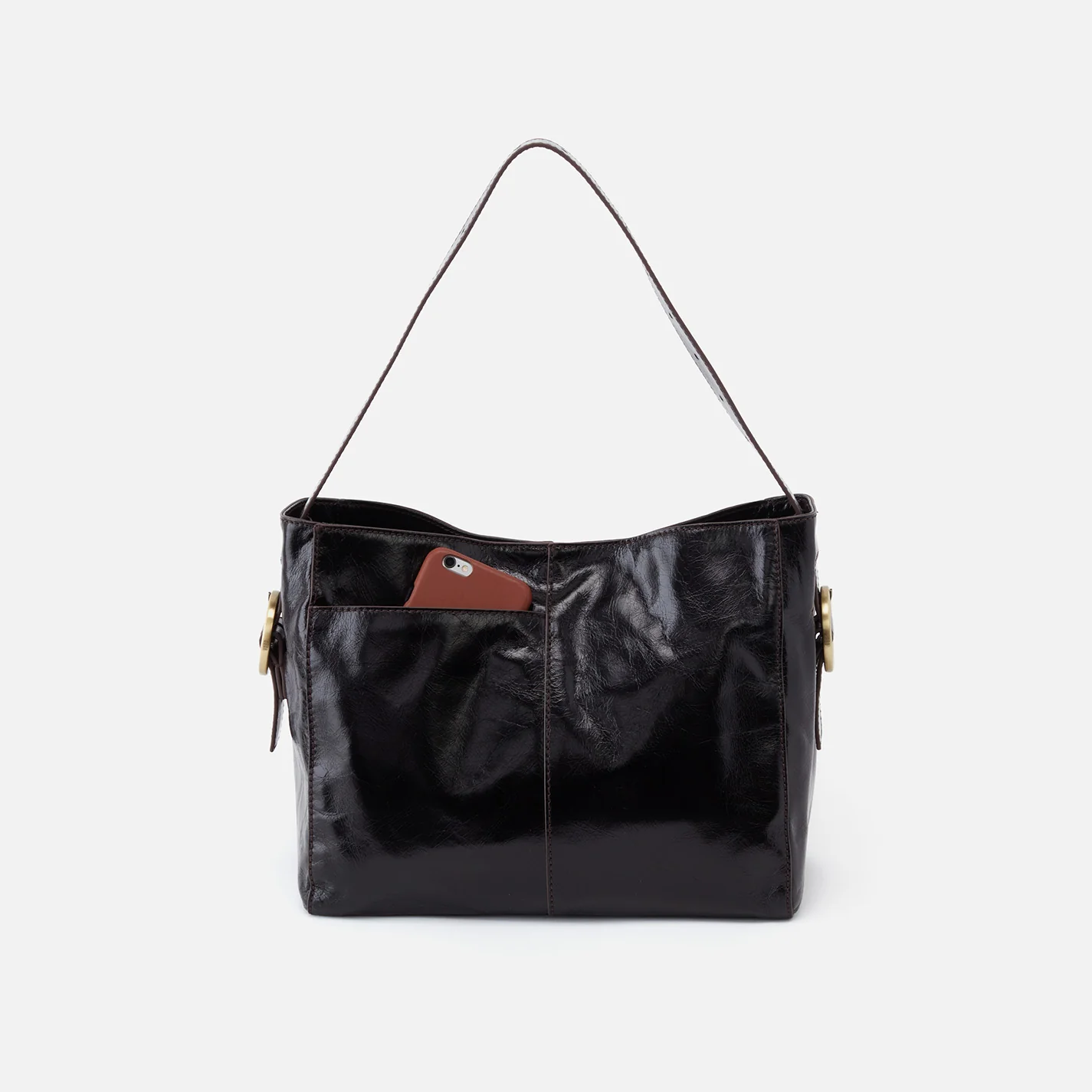 Render Shoulder Bag In Polished Leather - Black - Image 4