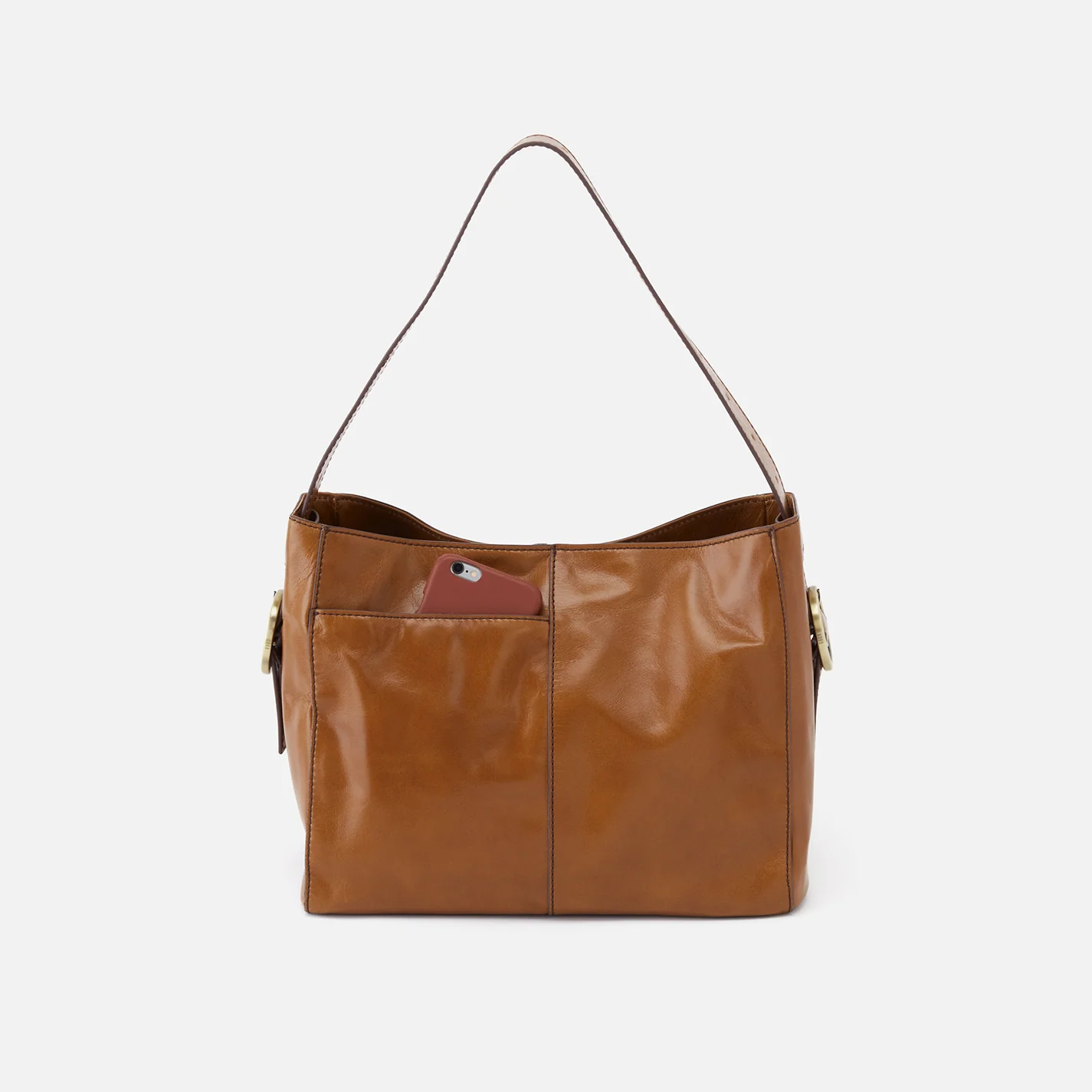 Render Shoulder Bag In Polished Leather - Truffle - Image 4