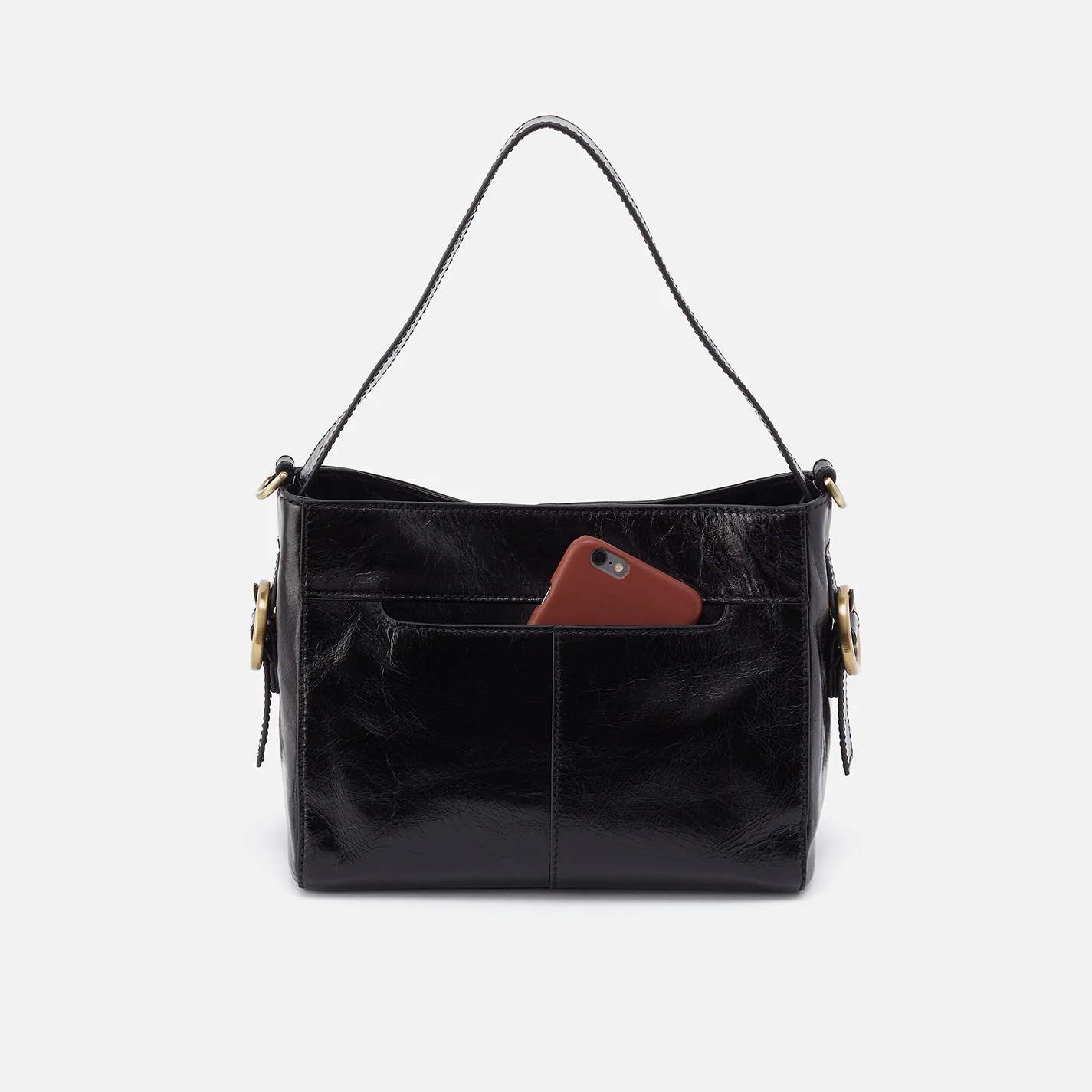 Render Small Crossbody In Polished Leather - Black - Image 5