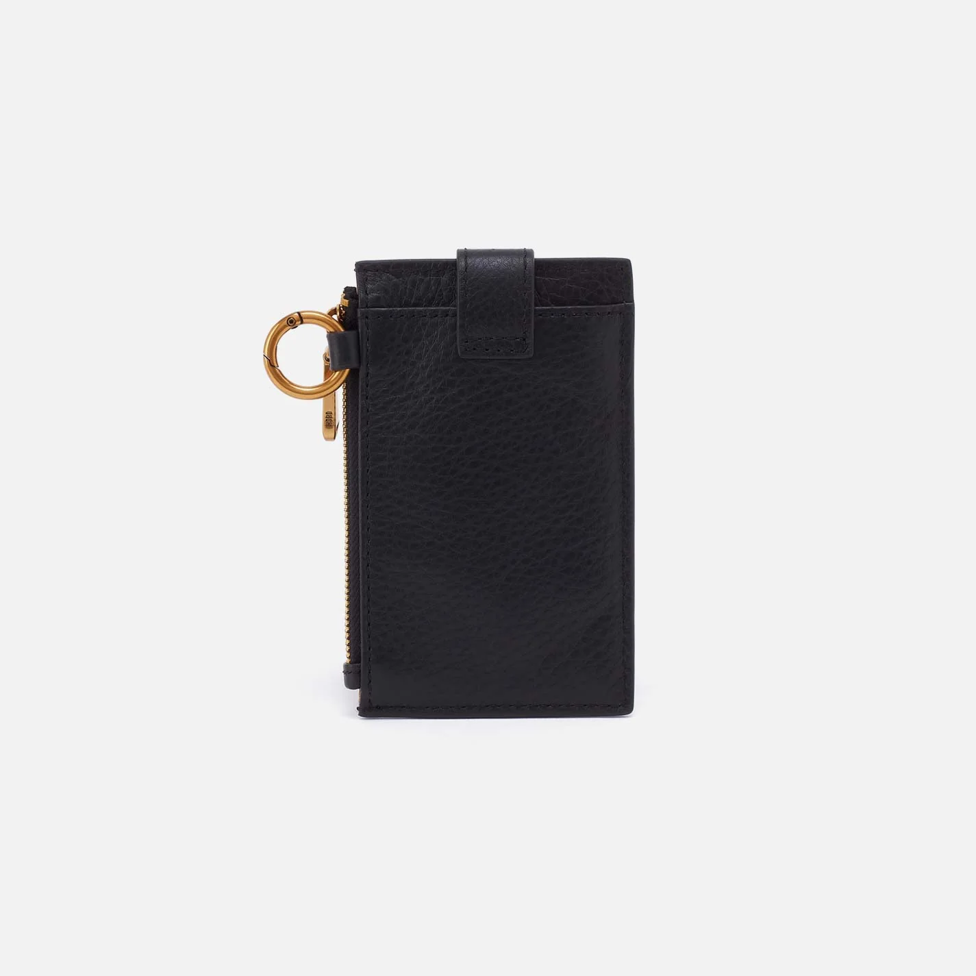 Ring Credit Card Wristlet in Pebbled Leather - Black - Image 3