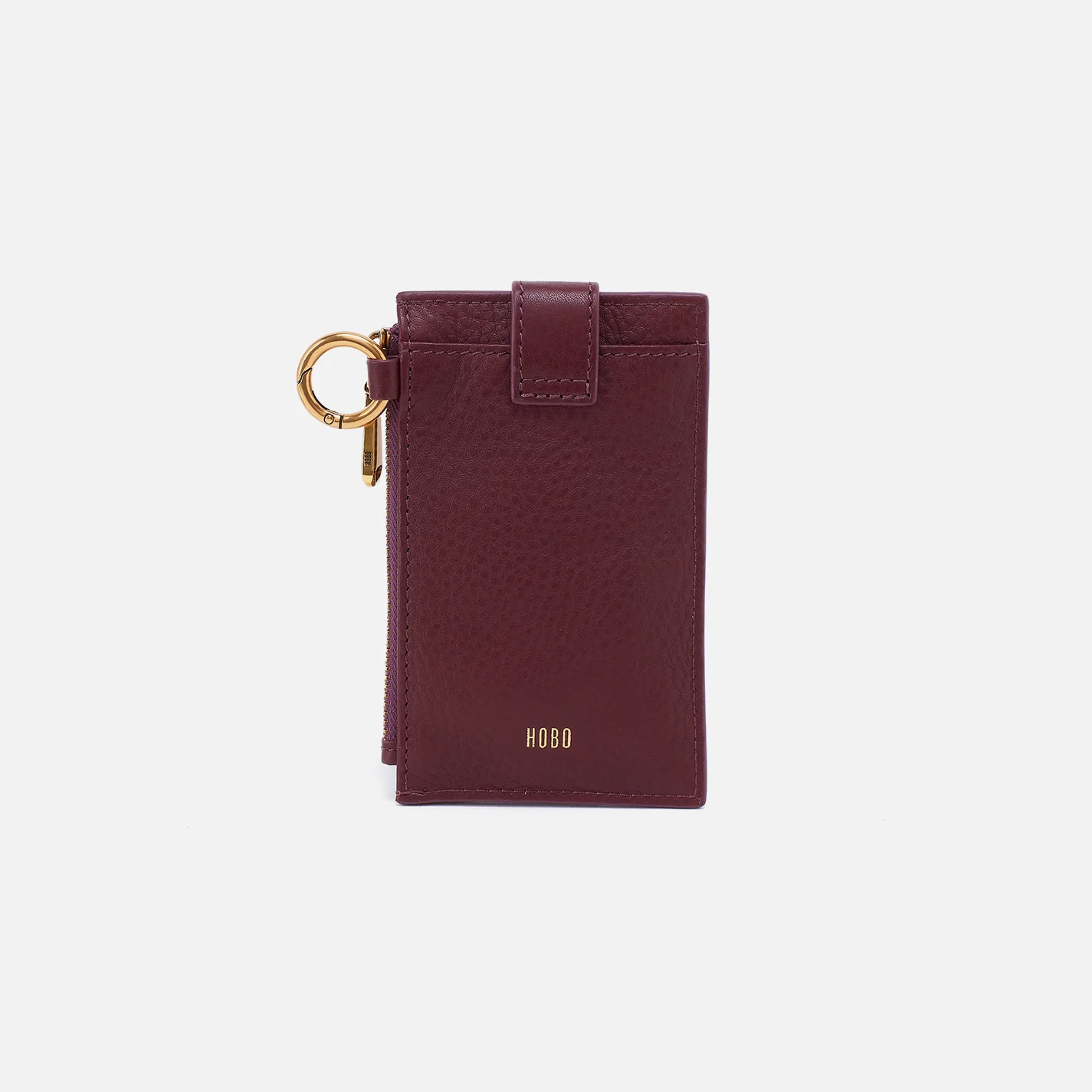 Ring Credit Card Wristlet in Pebbled Leather - Mulberry Glaze - Image 4