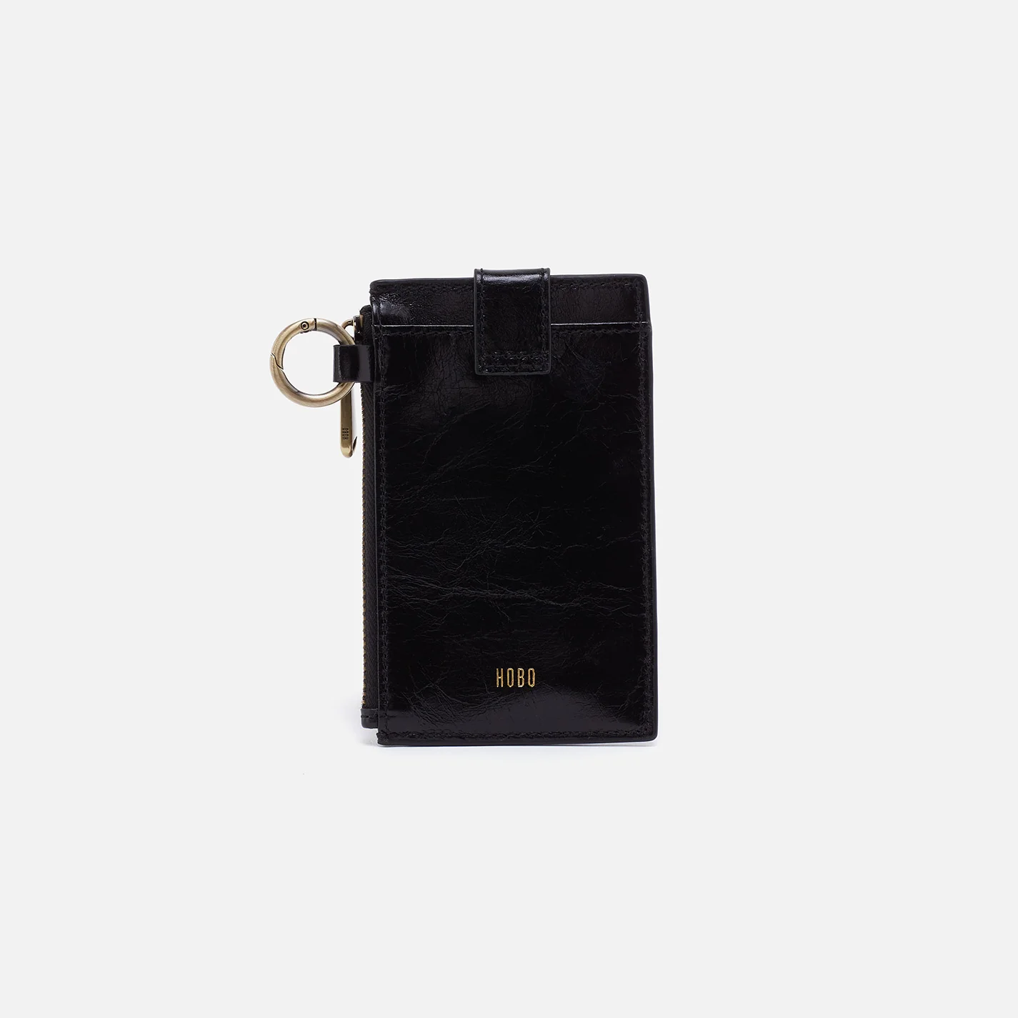 Ring Credit Card Wristlet In Polished Leather - Black - Image 3