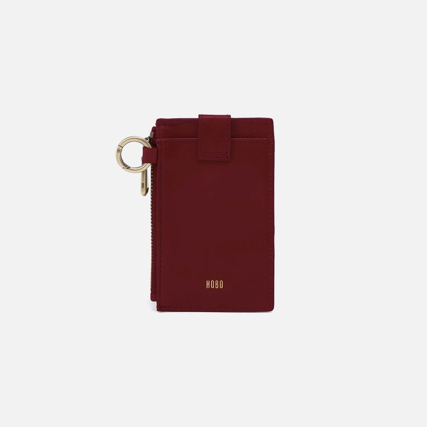 Ring Credit Card Wristlet in Polished Leather - Saddleberry - Image 3