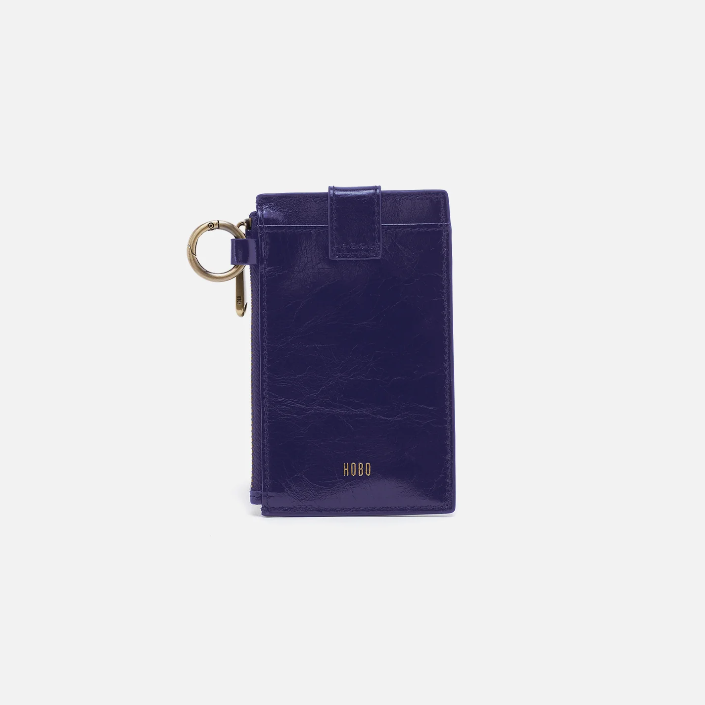 Ring Credit Card Wristlet in Polished Leather - Winter Violet - Image 3