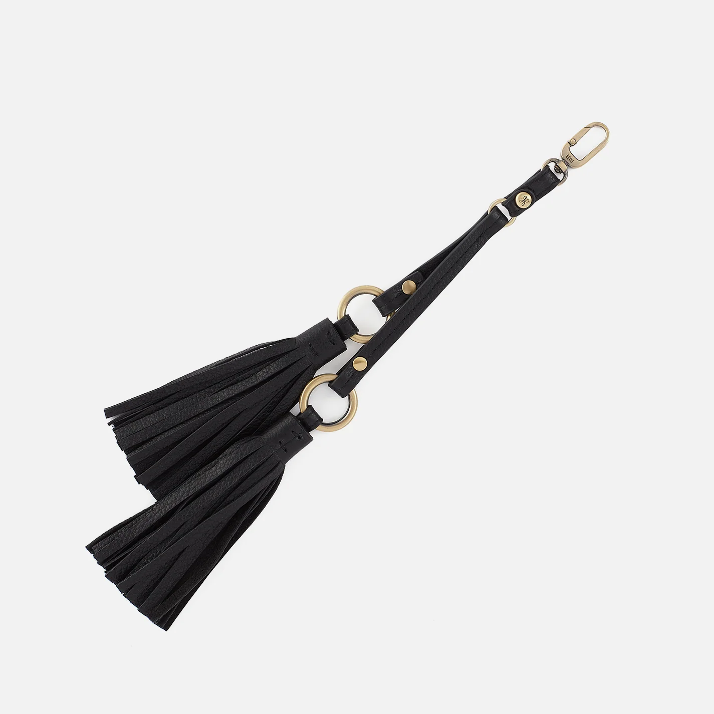 Ring Tassel Swag In Pebbled Leather - Black