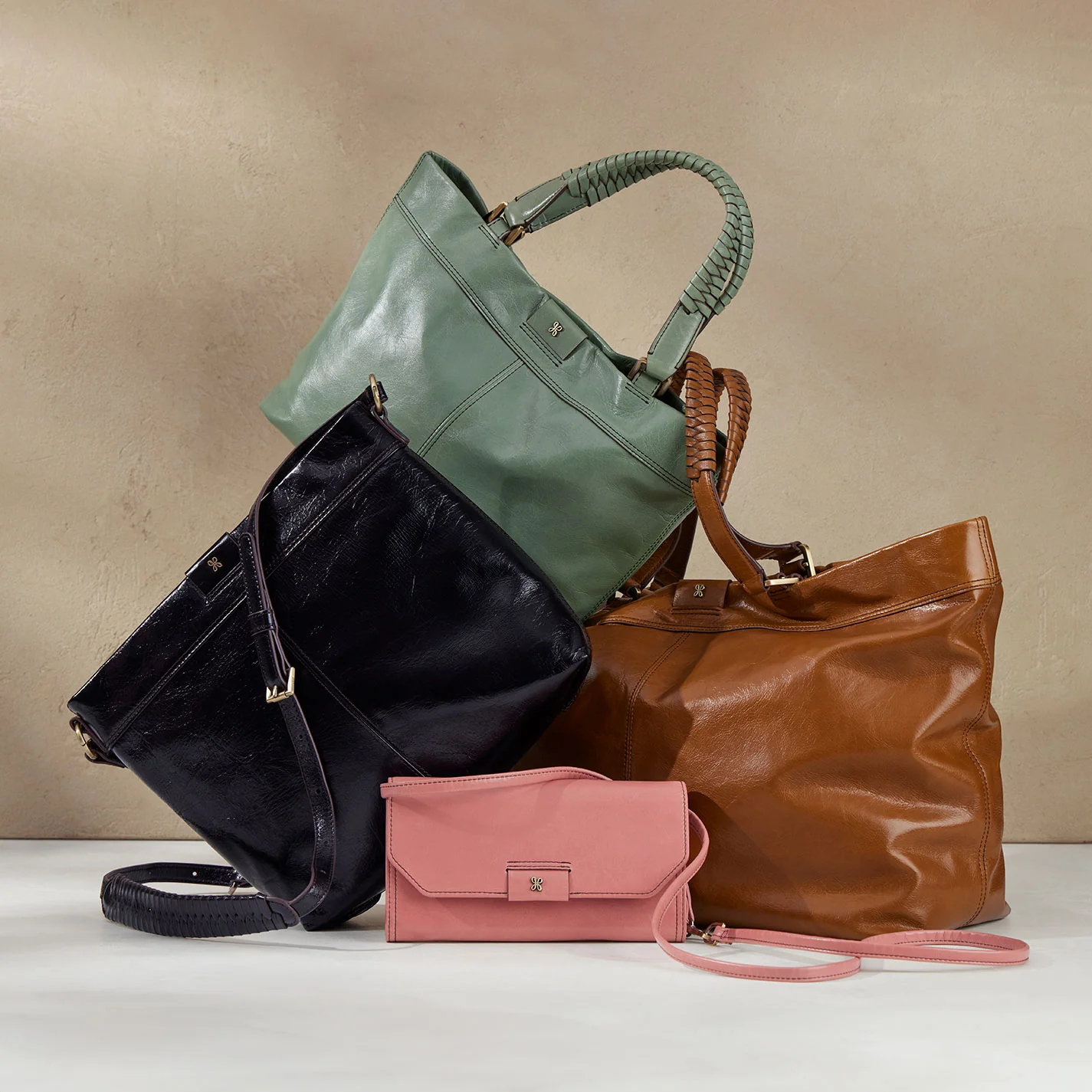Romy Medium Crossbody in Polished Leather - Black - Image 2