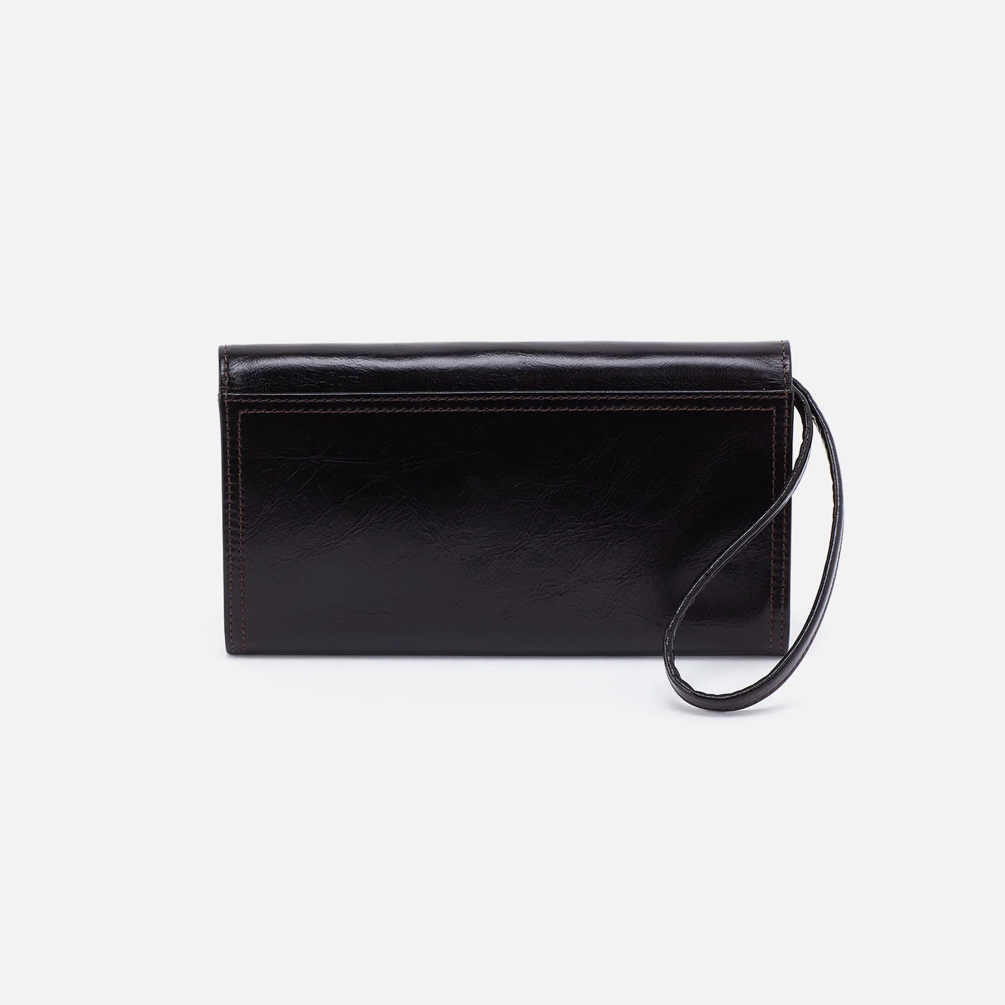 Romy Wallet Crossbody in Polished Leather - Black - Image 6