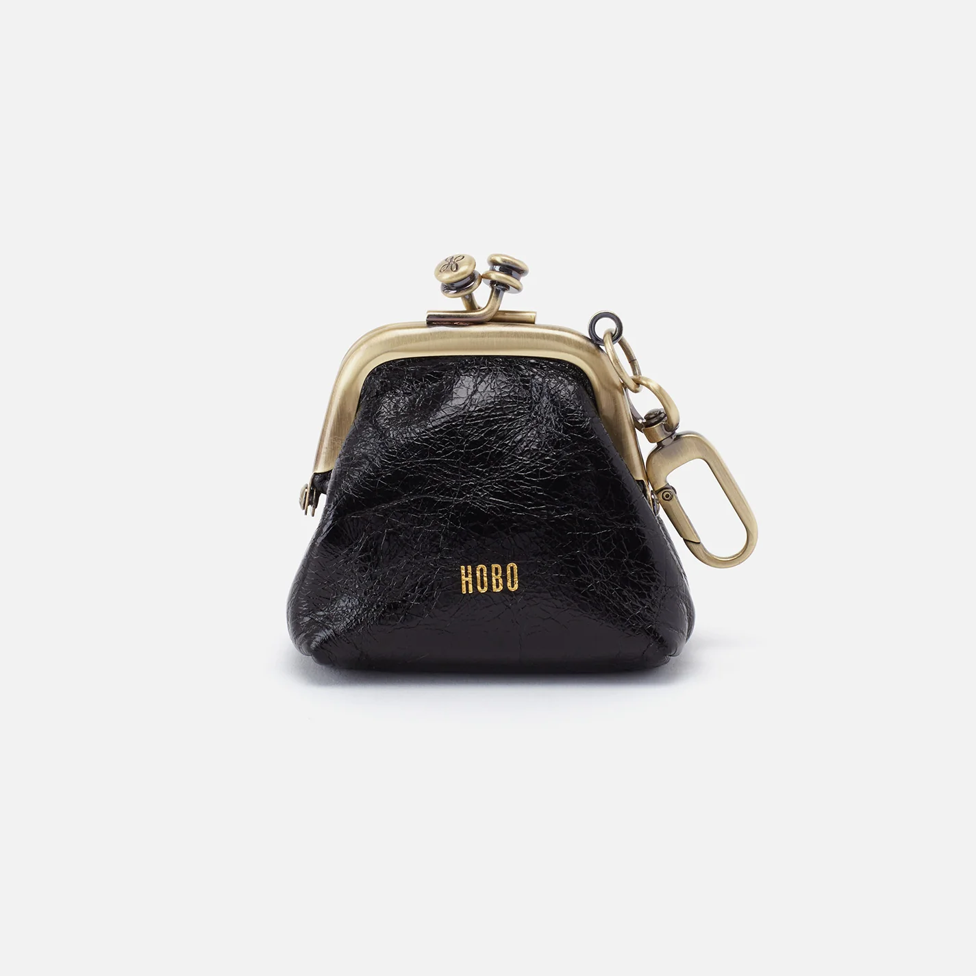 Run Frame Pouch In Polished Leather - Black - Image 5