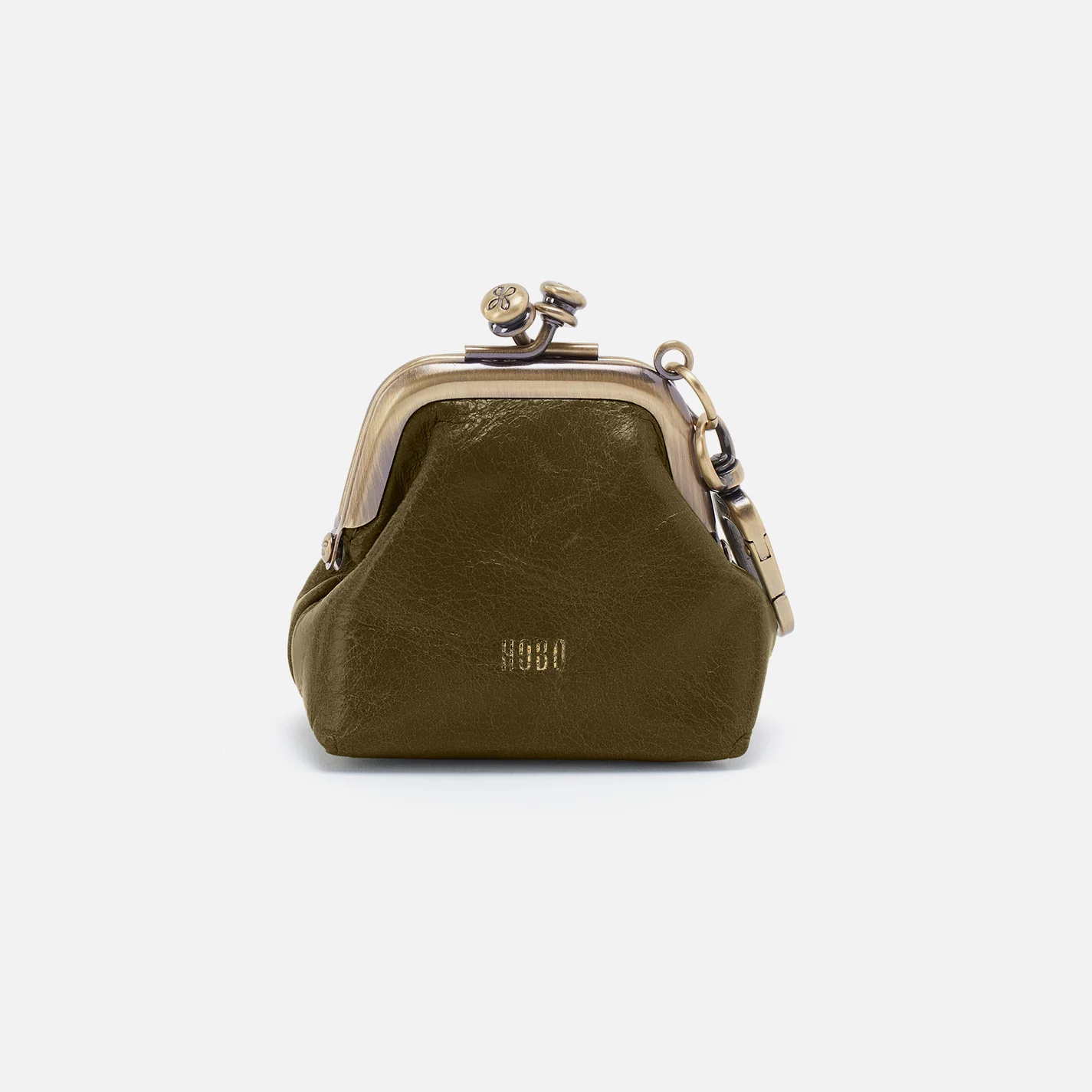 Run Frame Pouch In Polished Leather - Olive Veil - Image 3