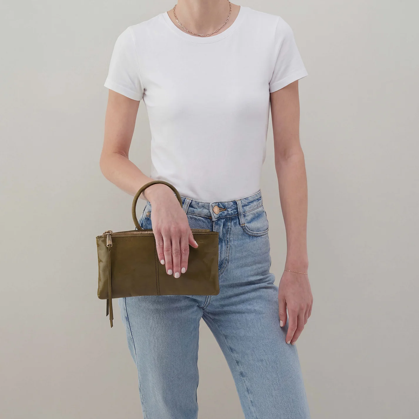 Sable Crossbody In Polished Leather - Olive Veil - Image 4