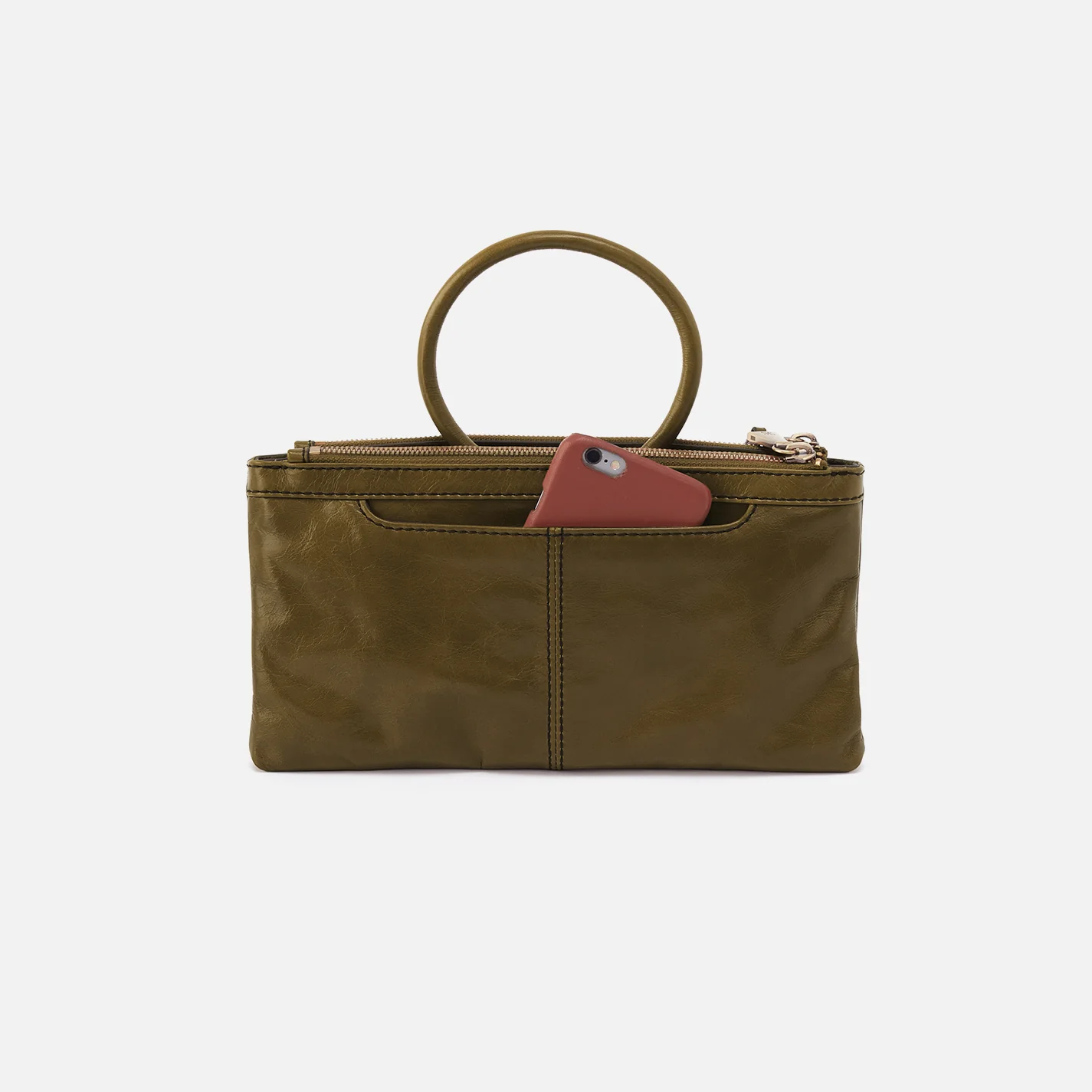 Sable Crossbody In Polished Leather - Olive Veil - Image 6
