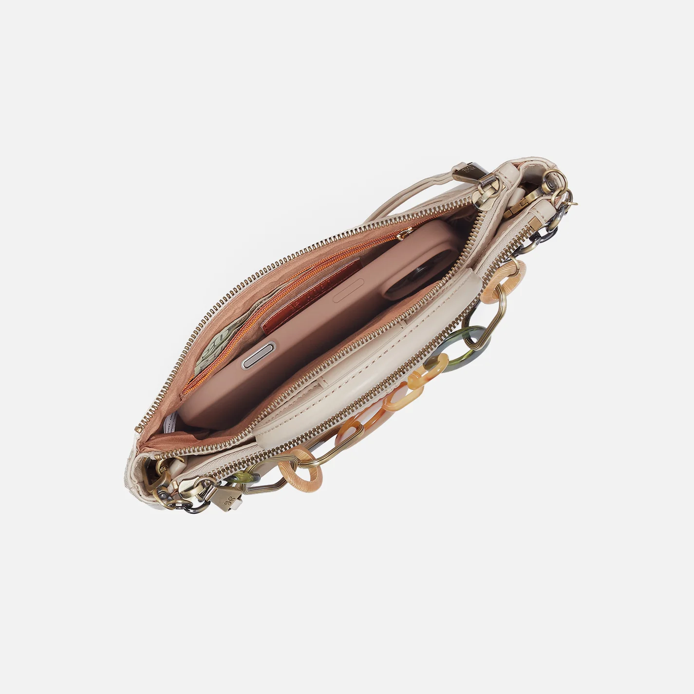 Sable Crossbody With Charm In Polished Leather - Pale Flax - Image 3