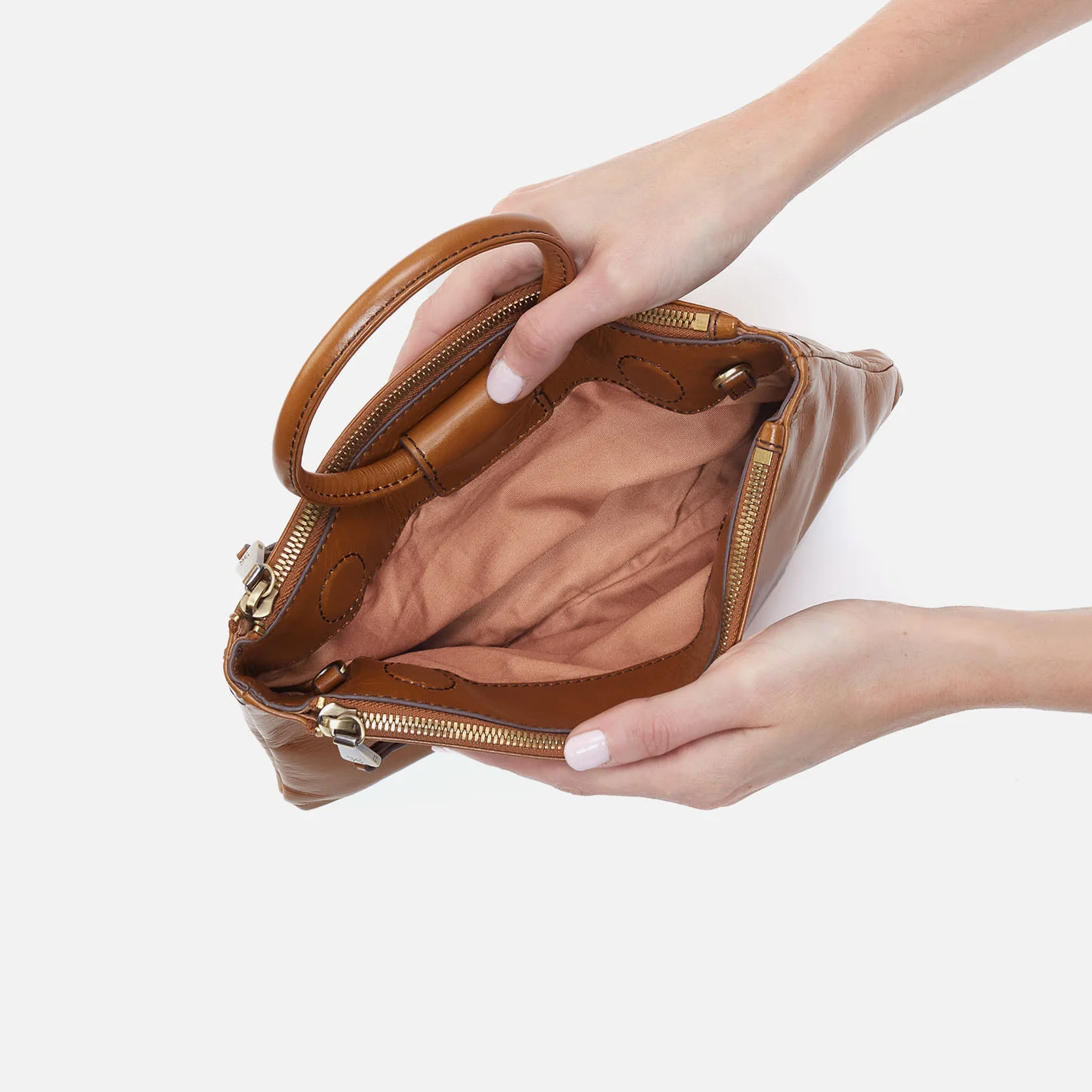 Sable Crossbody In Polished Leather - Truffle - Image 4