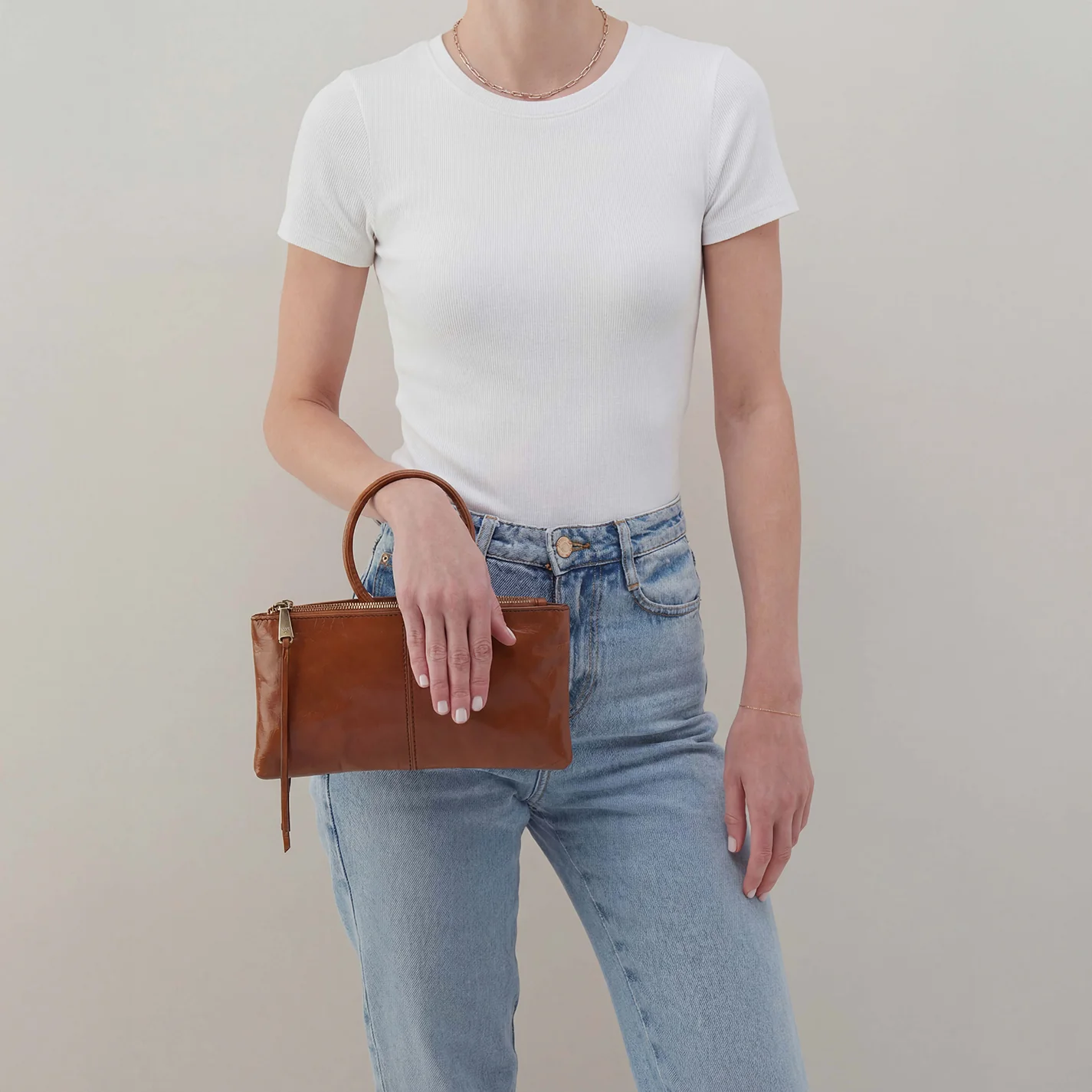 Sable Crossbody In Polished Leather - Truffle - Image 5