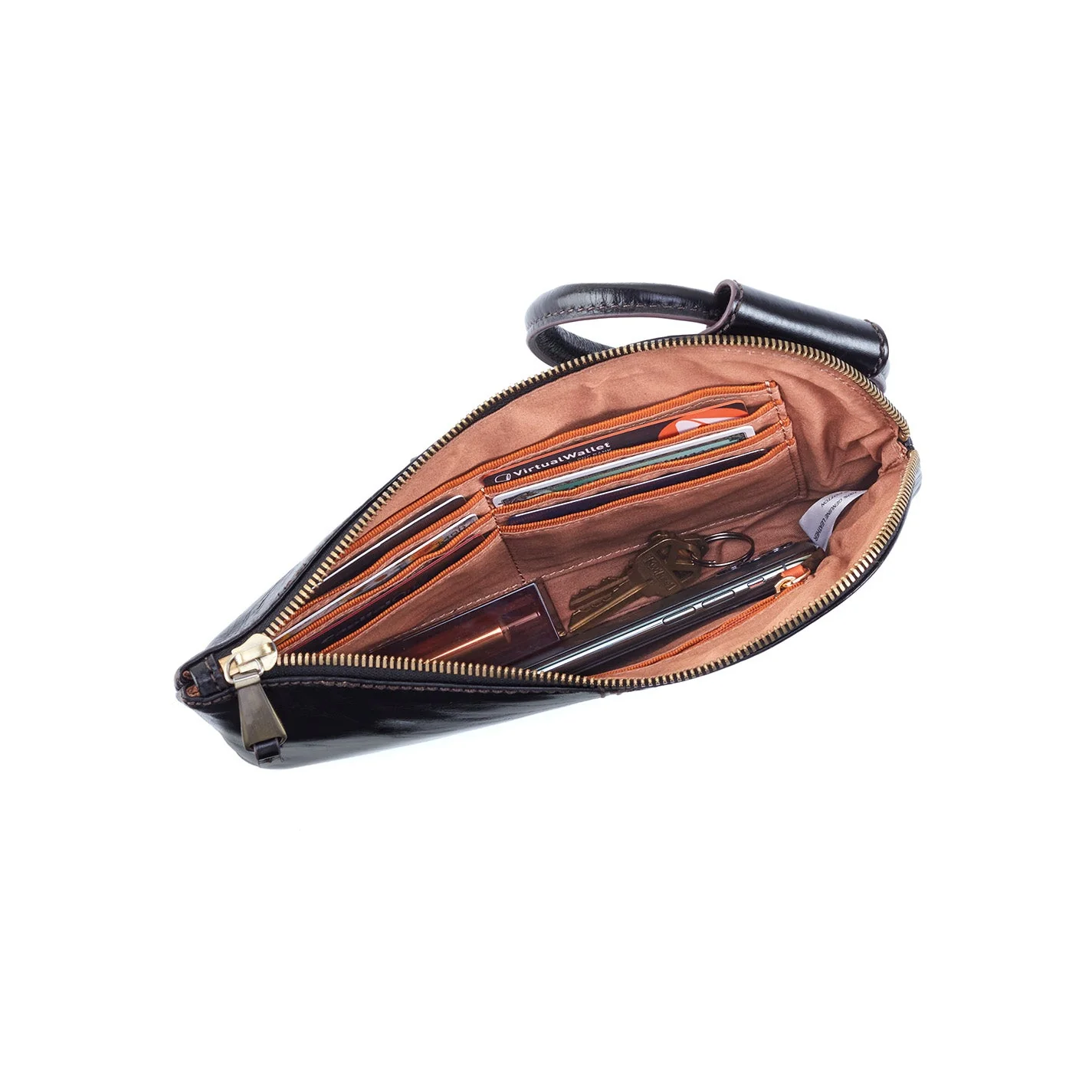 Sable Wristlet In Polished Leather - Black - Image 3