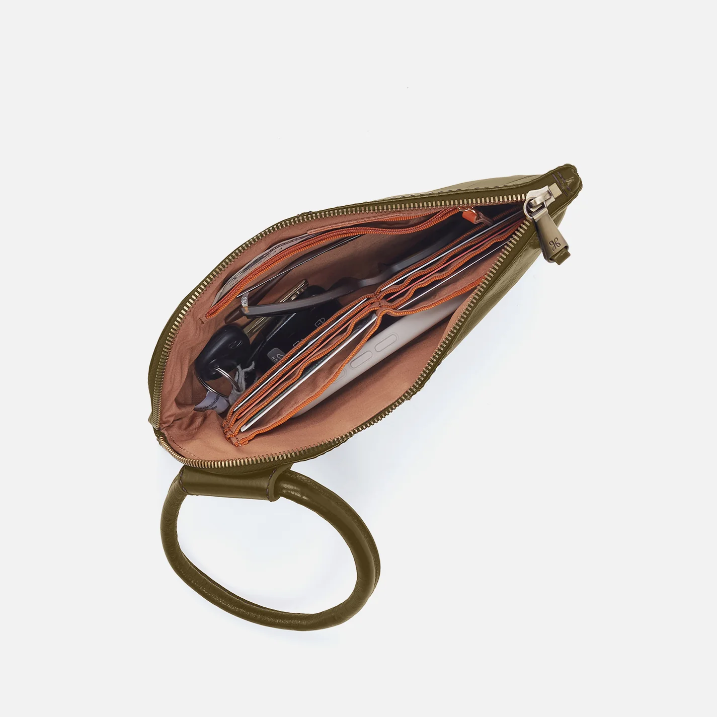 Sable Wristlet In Polished Leather - Olive Veil - Image 3