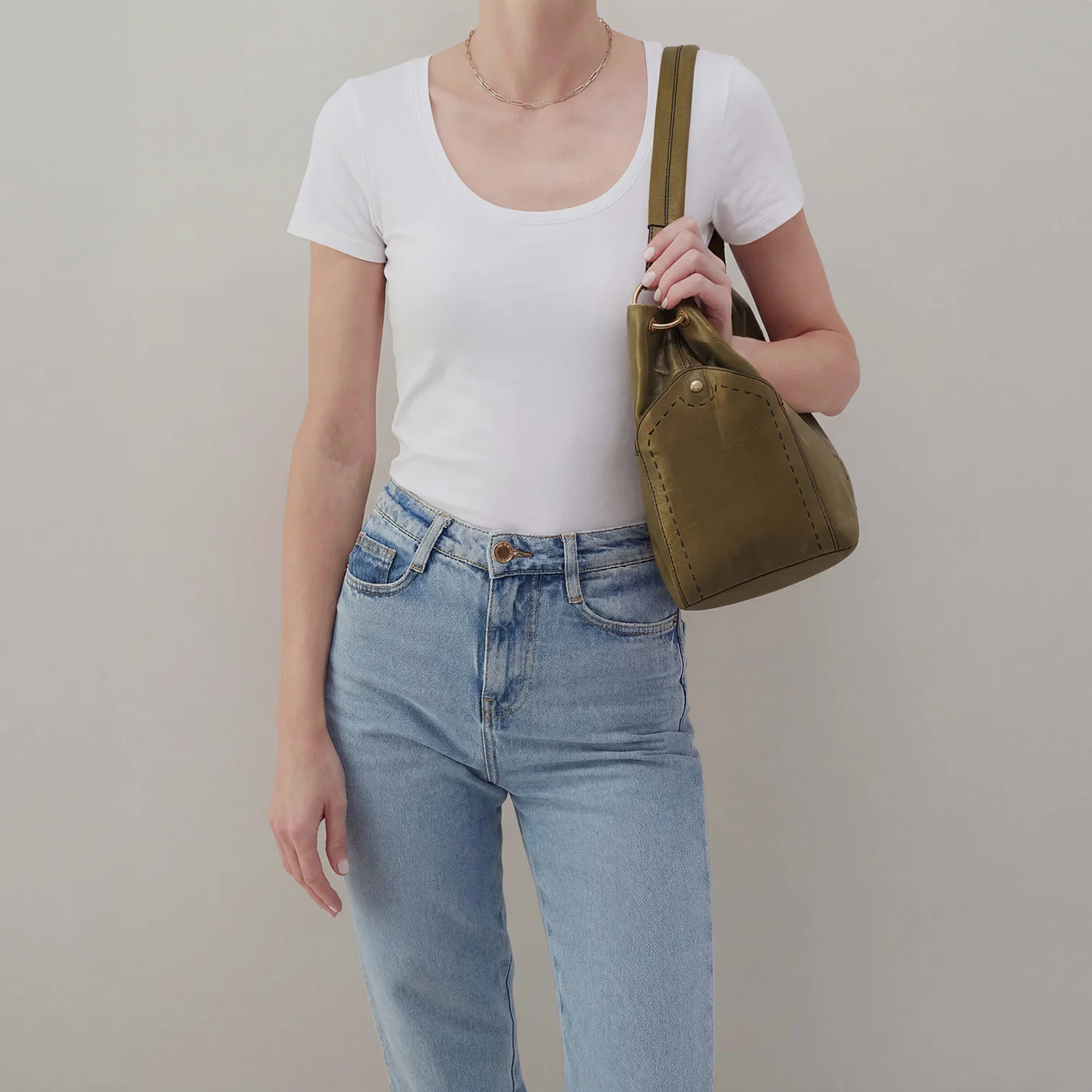 Seneca Shoulder Bag In Polished Leather - Olive Veil - Image 3