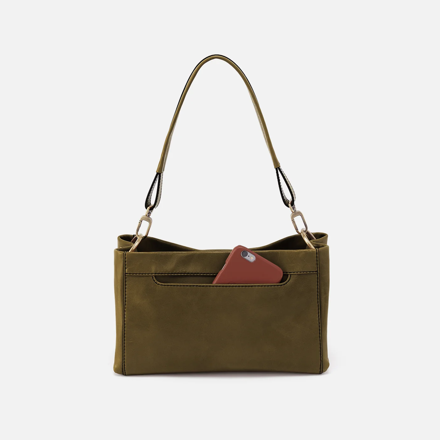 Seneca Shoulder Crossbody In Polished Leather - Olive Veil - Image 4