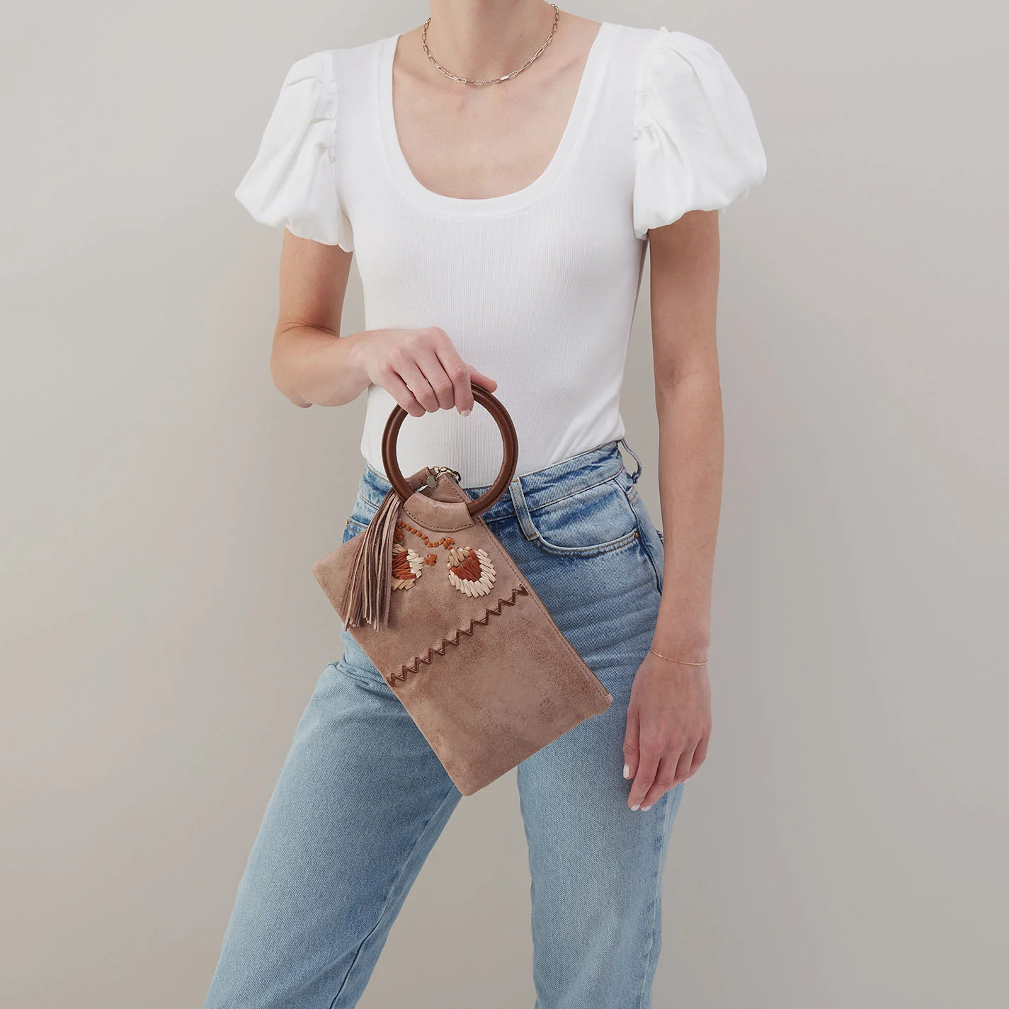 Sheila Clutch In Buffed Leather - Hazel - Image 2