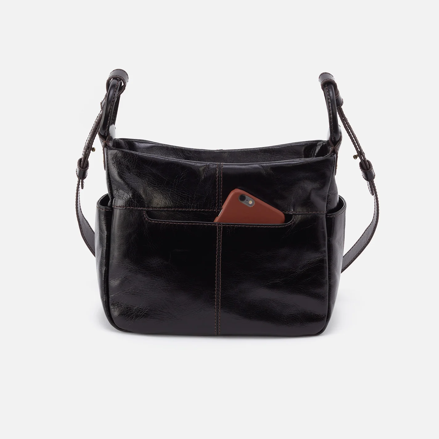Sheila Crossbody In Polished Leather - Black - Image 4