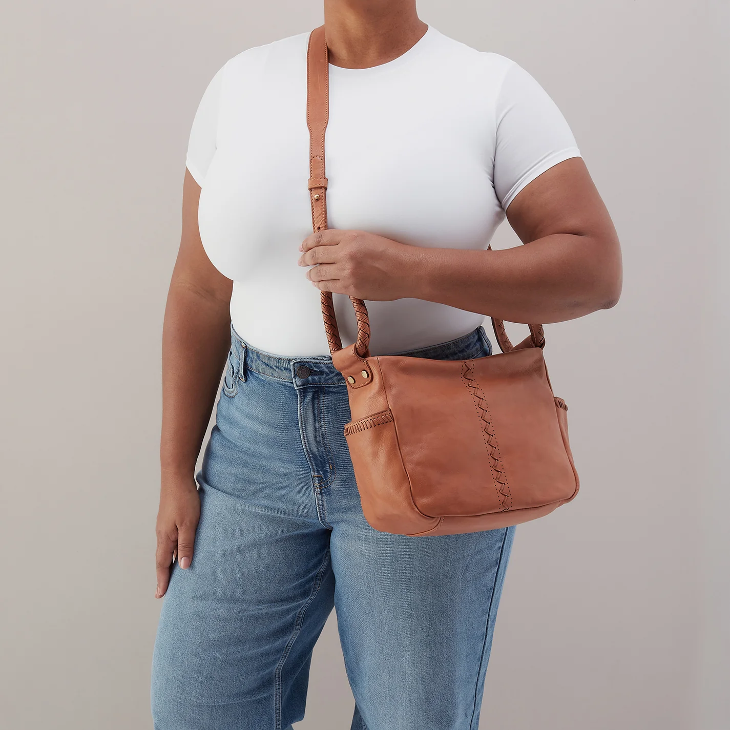 Sheila Crossbody In Washed Leather - Harvest Wheat - Image 3